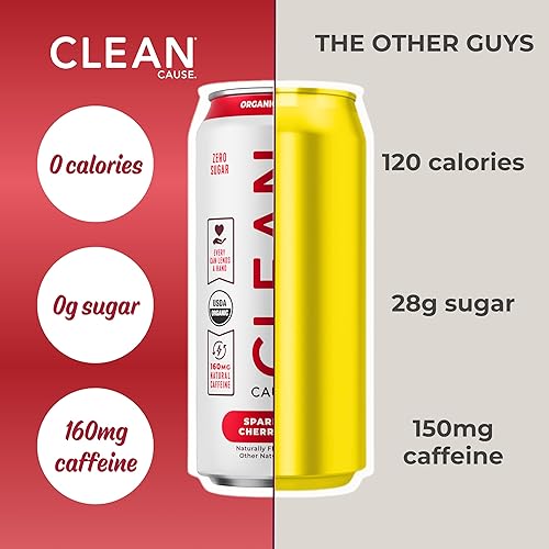 Miniatura 4 de Zero Calorie Cherry Lime Organic Sparkling Yerba Mate Tea - Cero Azúcar, Cero culpa, (160 mg de cafeína), latas de 16 oz, paquete de 12  CLEAN CAUSE