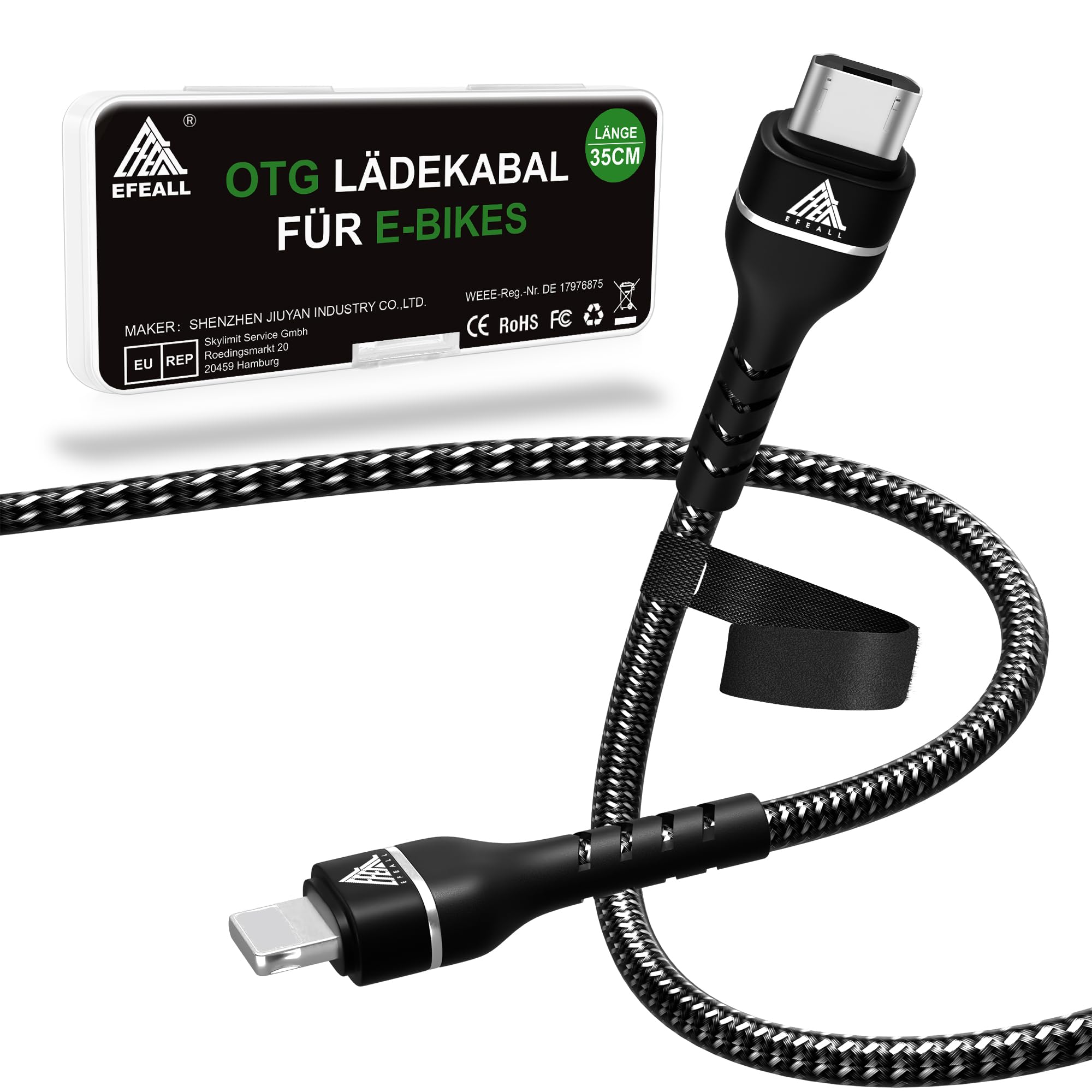 EFEALL E-Bike Ladekabel für Lightning für Bosch Intuvia,Kiox,Nyon(Alt) E-bike Display, Micro-USB B auf Lightning Kabel für Fahrradcomputer, 35cm Länge OTG Funktion Bosch Ladekabel