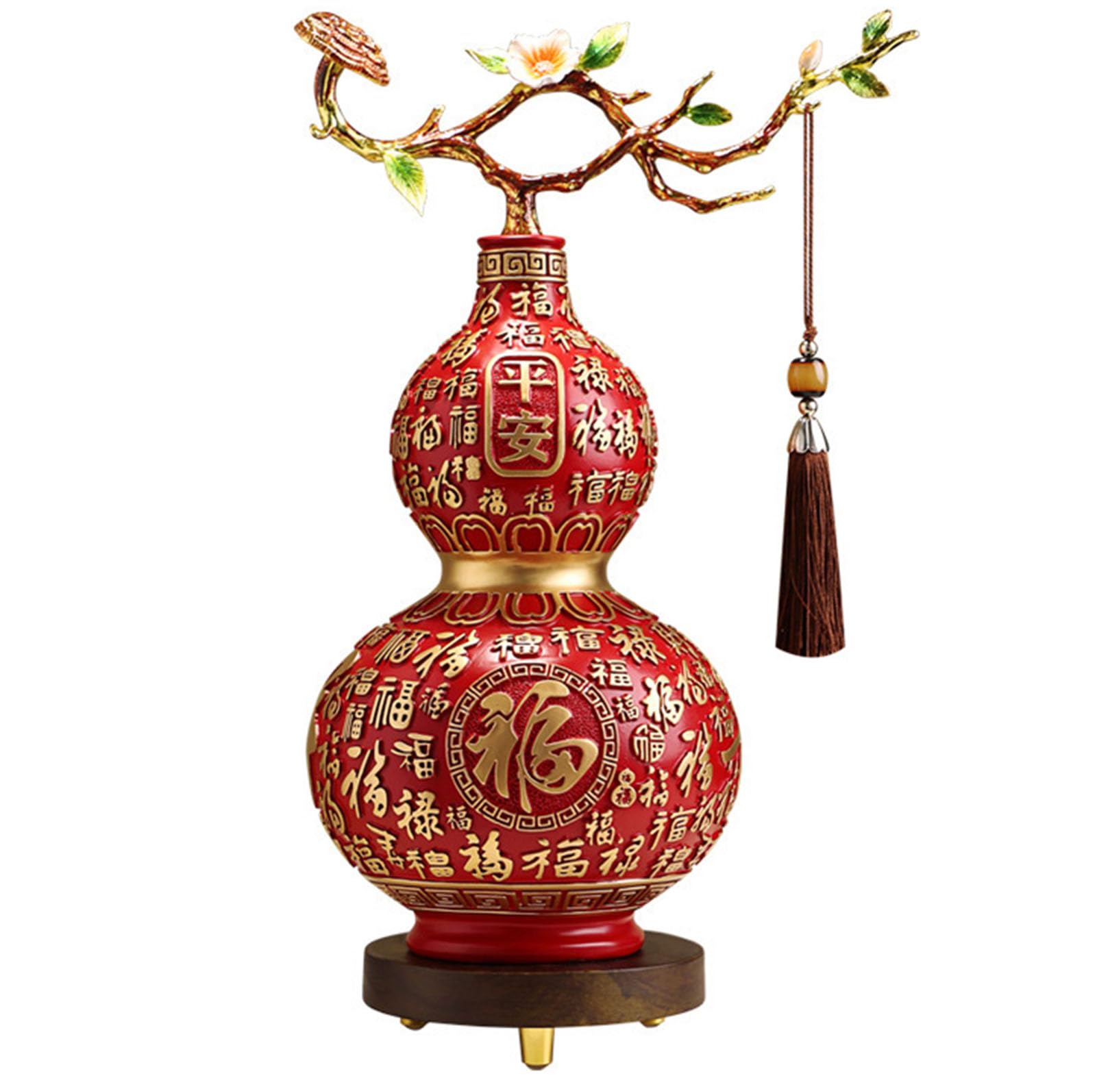 Flower Resin Statue,Blessing Sculpture Feng Shui Ornament Gourd Figurine