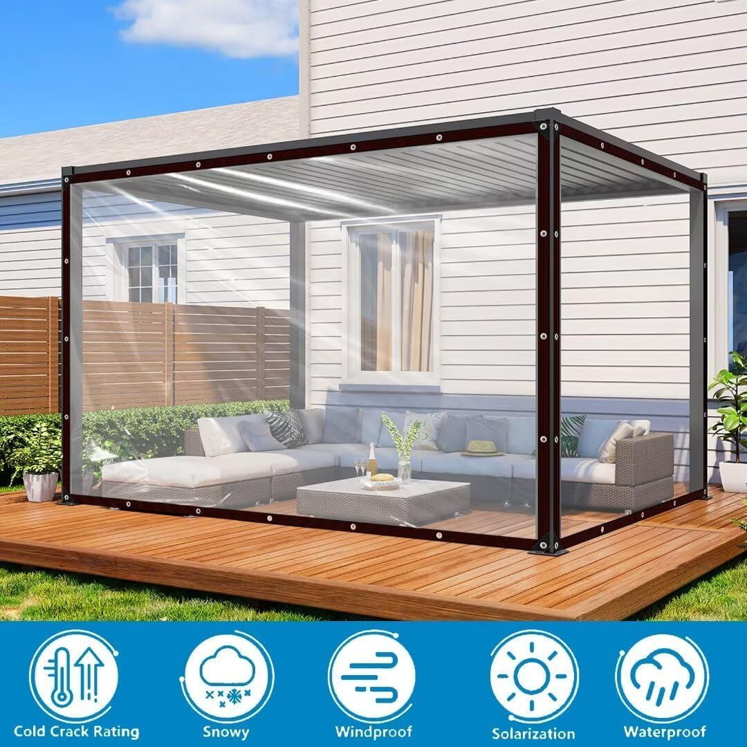 YILUFAICAI Bâche Transparente avec Œillets pour Serre 1x5m – Toile Imperméable Épaisse et Renforcée, Anti-Déchirure pour Pergola, Terrasse, Poulailler et Jardin