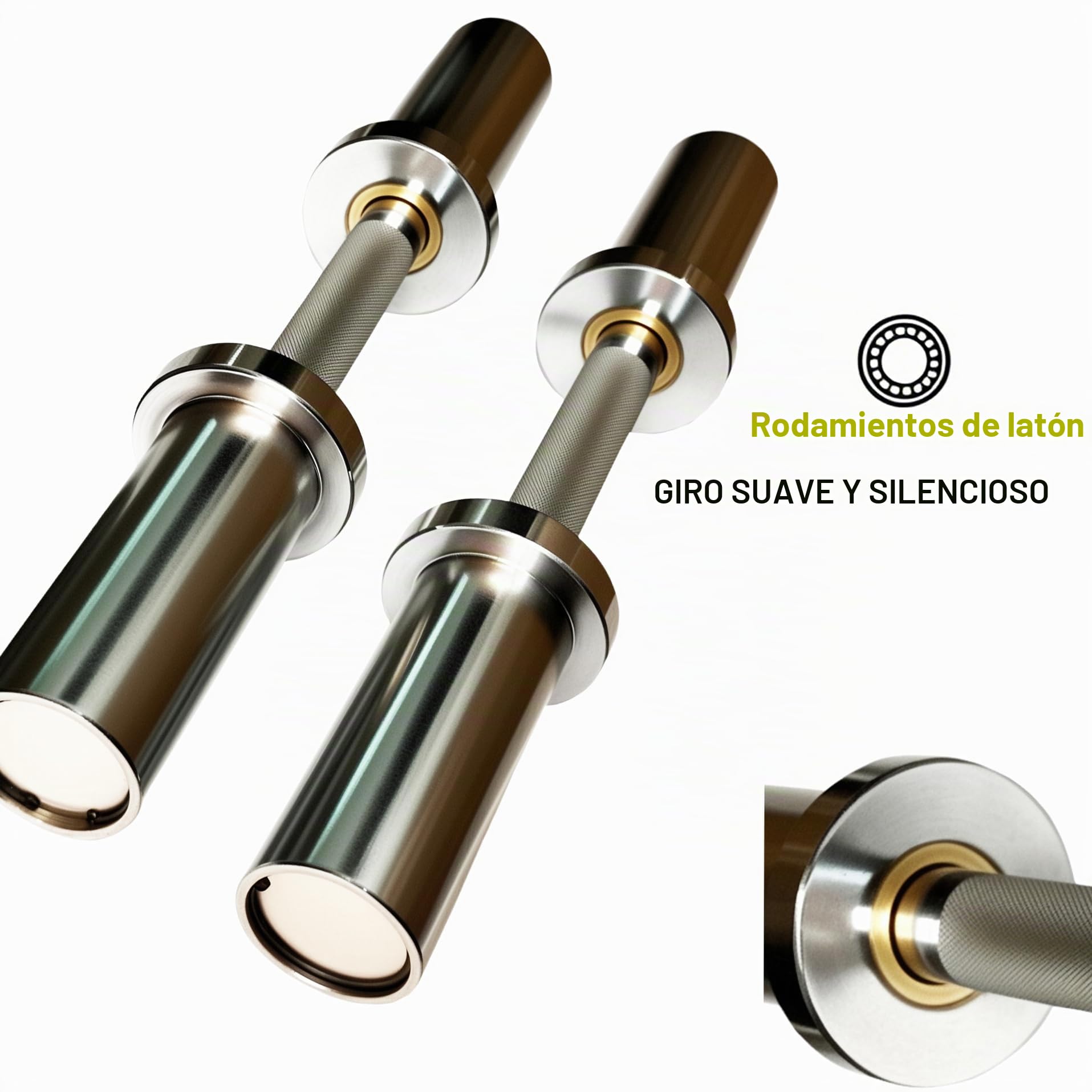 Mancuernas olímpicas con mango cargable para discos de peso olímpicos de 2 pulgadas, ideal para entrenamiento de fuerza en el gimnasio en casa
