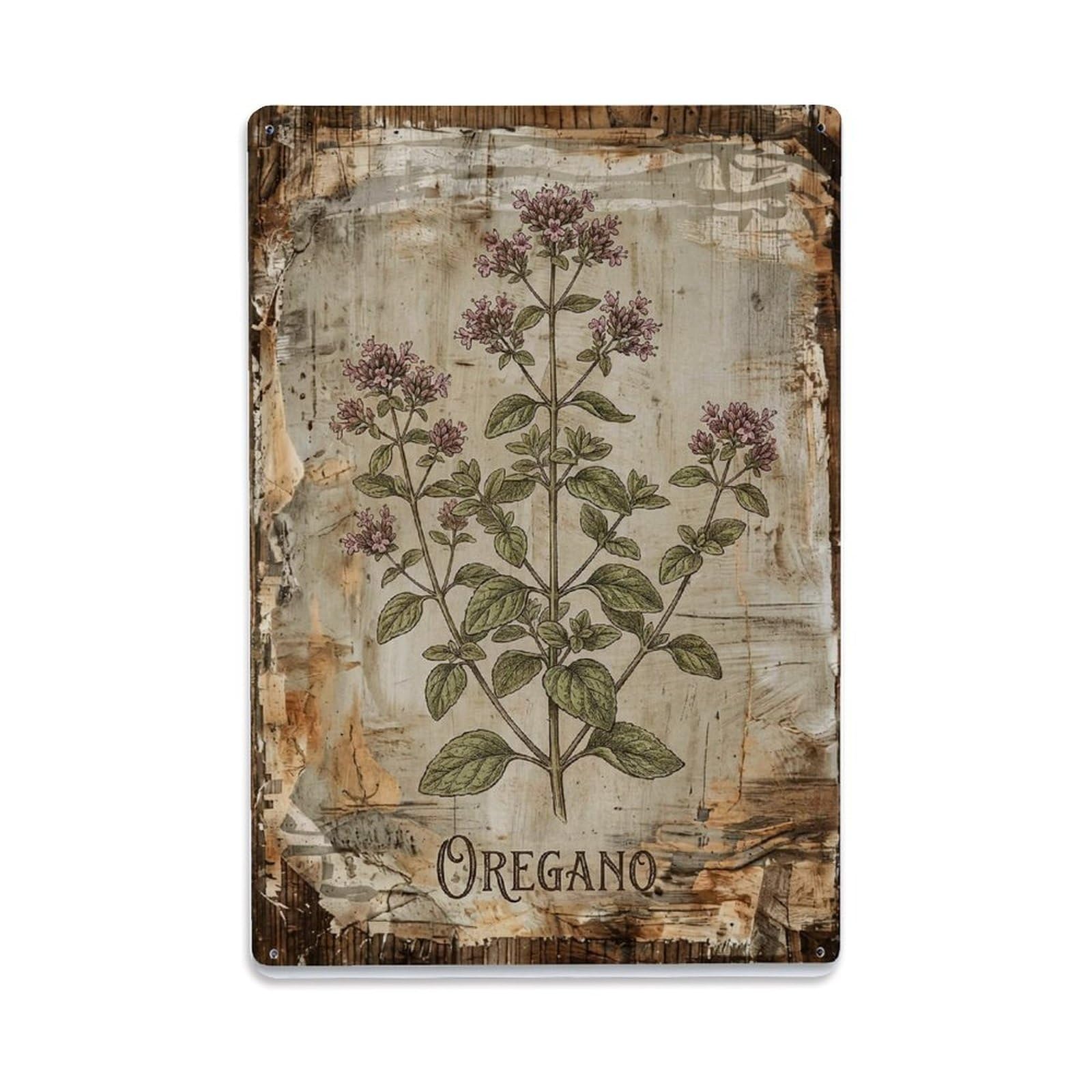 Fqnyr Style Oregano Herb Pizza Metal Tin Sign Plaque Wall Decor For Cafe, Club Bar, Office, Home Garden Metal Poster 8X12inch