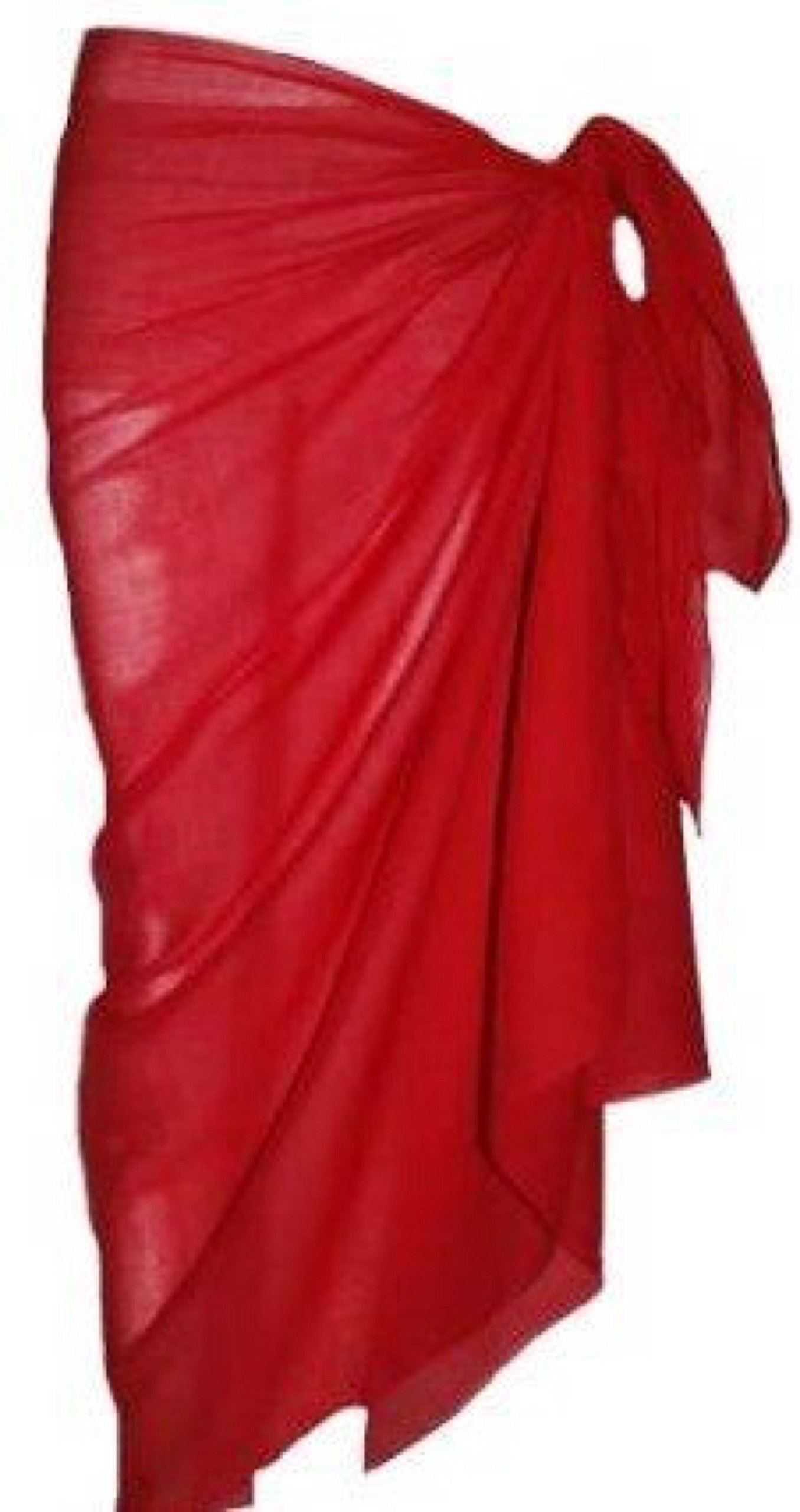 World Of Shawls Women's Red Plain Sarong, Coverup Or Scarf (Red)