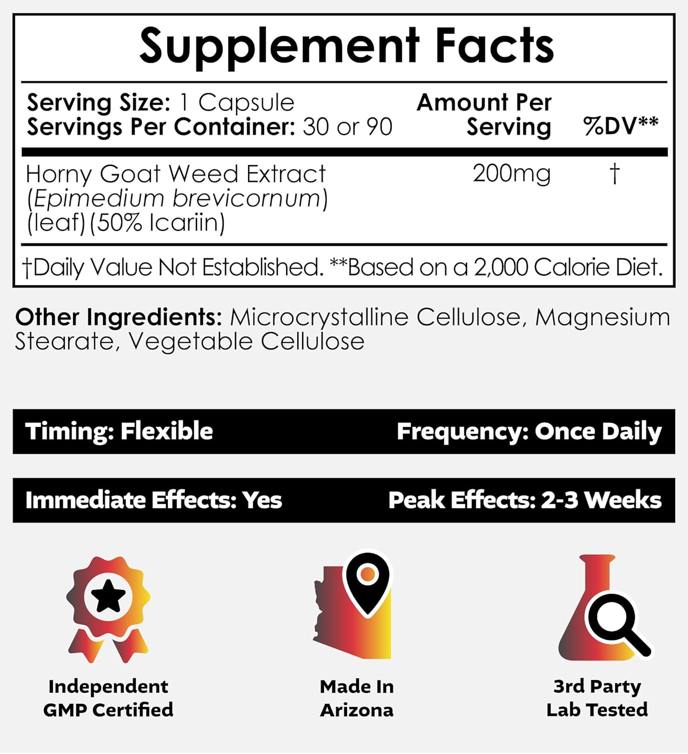 Nootropics Depot Horny Goat Weed Capsules | 200mg | 30 Count | Minimum 50% Icariin | Epimedium brevicornum - Image 3