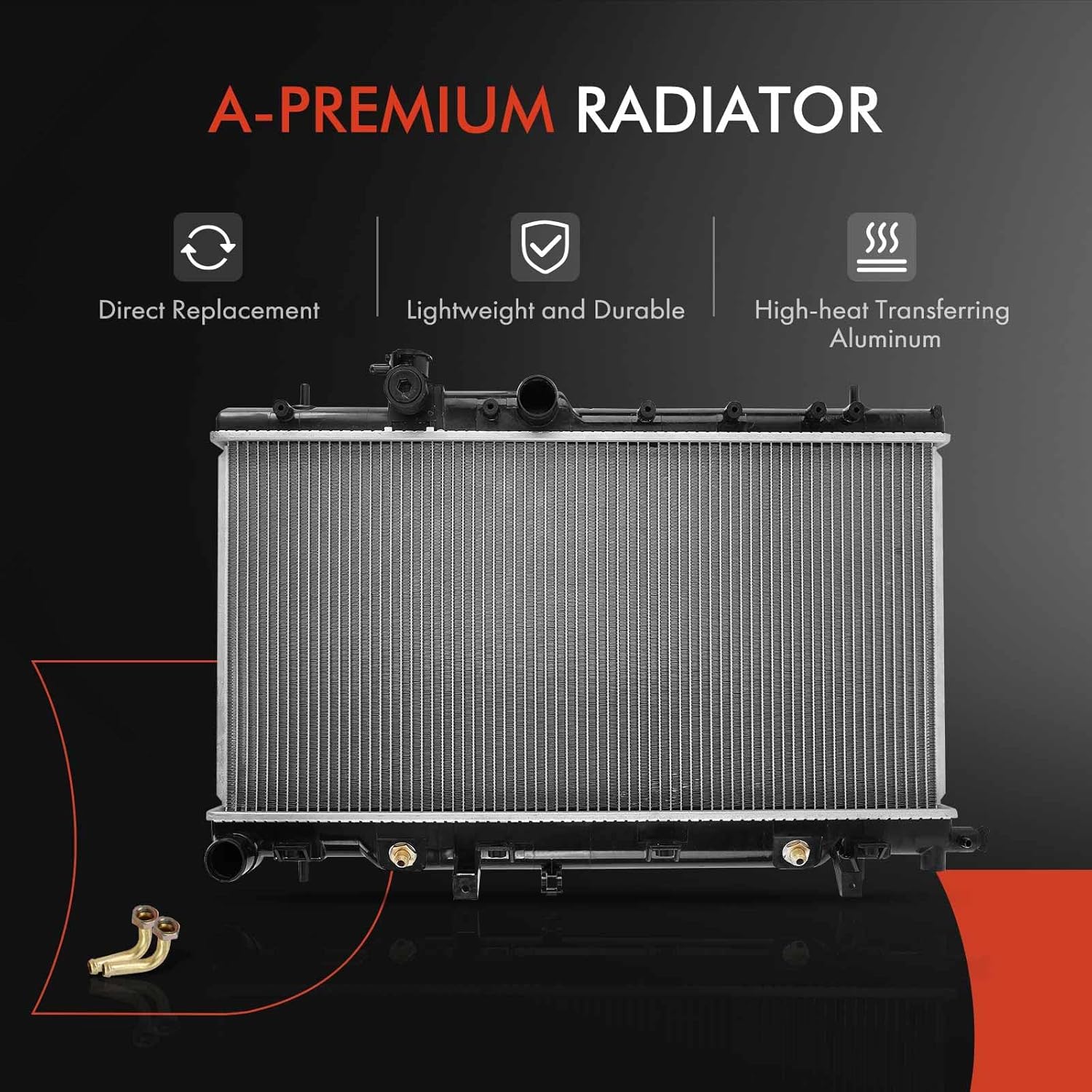 A-Premium Engine Coolant Radiator with Transmission Oil Cooler Compatible with Subaru Impreza 2006-2007 H4 2.5L, Automatic Transmission, Replace# 45111FE080