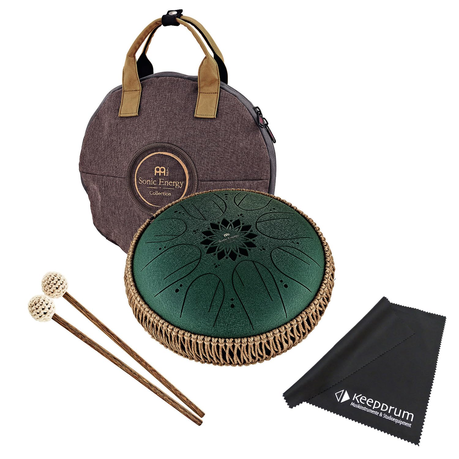 Tambour à Langue En Acier 11 Tons - 15 Cm De Diamètre - Pour Méditation, Yoga Et Débutants - Avec Baguettes Et Sac
