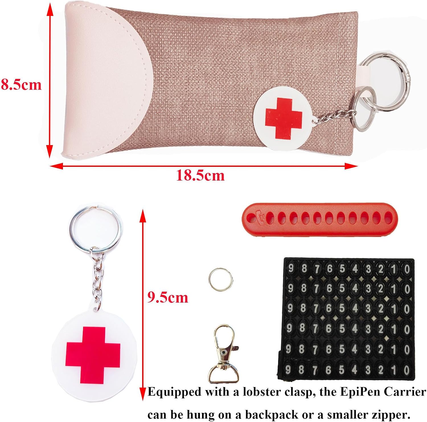 1 Pack Epi Pens Carrying Case, Epi Pen Case for Kids, Epipen Carry Case, EpiPen Carriers, EpiPen Carrier Slim with Clip Epipen Holder Pouch for 2 EpiPen Allergy Medicine Essentials image 3