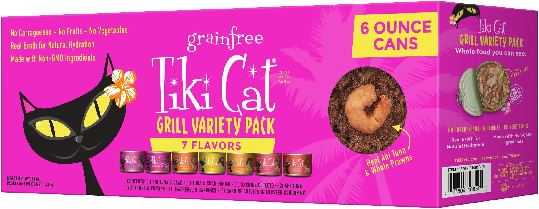 Tiki Cat Grill, Tuna & Crab Surimi, High-Protein and 100% Non-GMO Ingredients, Wet Whole Foods Cat Food for All Life Stages, 6 oz. Cans (Pack of 8)