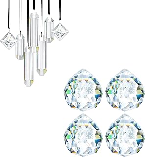 & Set 7 Clear Crystal Prisms Suncatchers Hanging Ornament