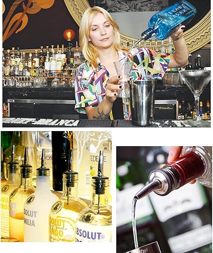 Miniatura 7 de 48 piezas de boquilla de acero inoxidable para botellas clásicas, vertedores de licor de boquilla cónica con tapas de goma para botella de 1