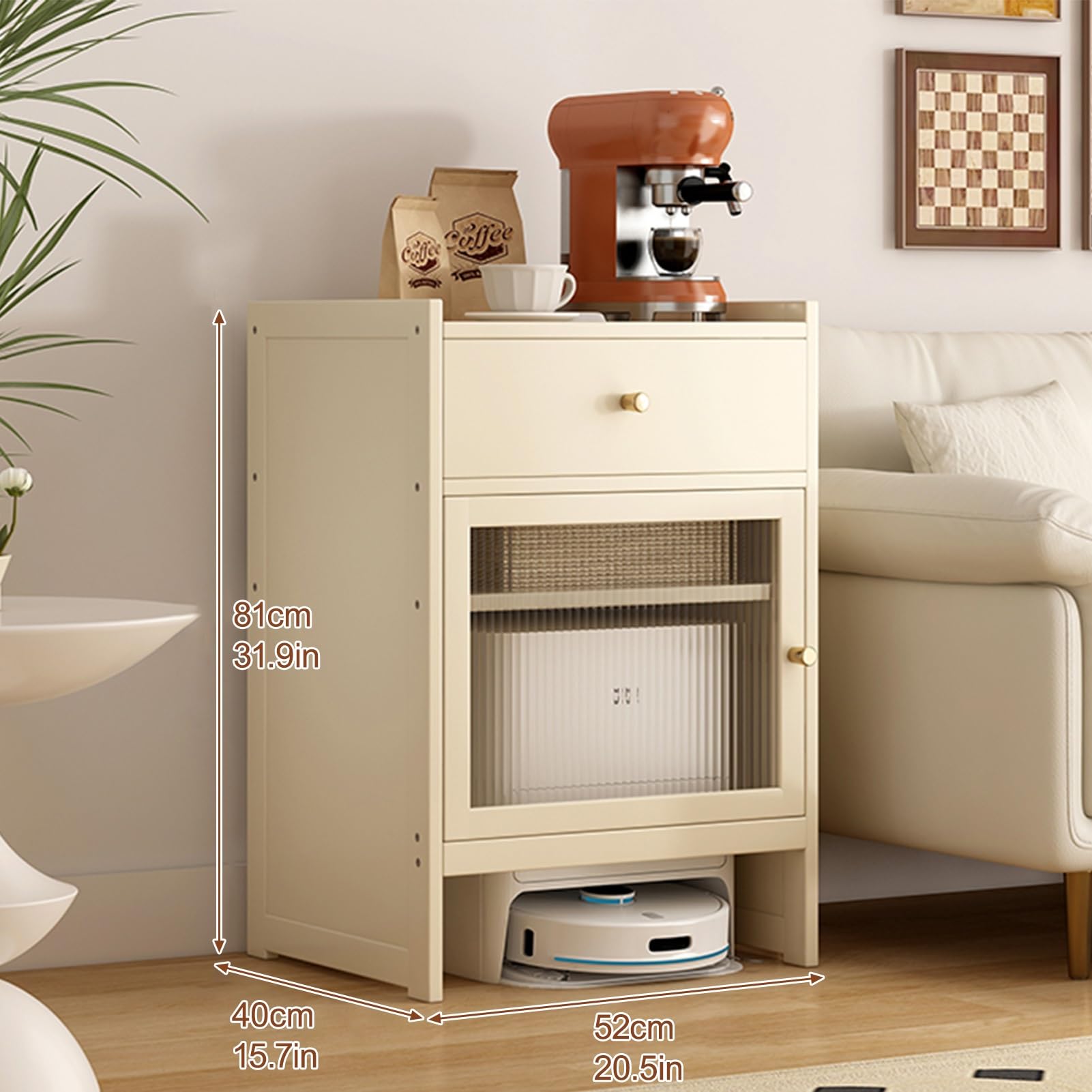 Armoire De Rangement pour Balayeuse, Meuble De Rangement Caché pour Aspirateur Robot, Petit Rangement, Table D'Appoint en Bois, pour Maison Ou Bureau(Black)