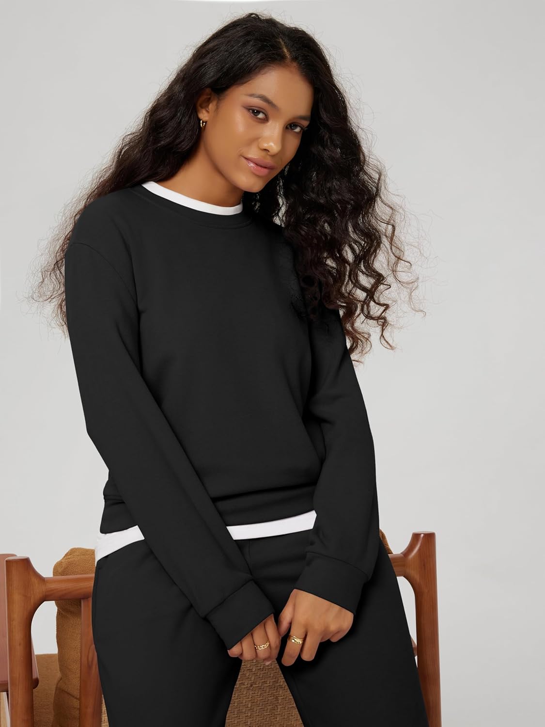 ODODOS Women's Stretch Fleece Long Sleeve Sweatshirts – Ultra-Soft Cozy Warm Crewneck Pullover Tops - Image 5