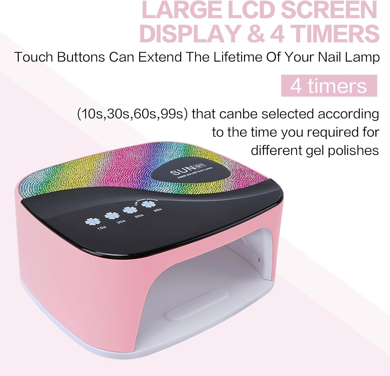 UV Nail Lamp,288W UV Light for Gel Nails,Professional Led Nail Dryer with 3 Timer, Smart Sensor, LCD Display, Detachable Tray Fast Curing Nail Art Tools for Women Girls (Colorful A)