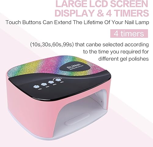 Miniatura 2 de Lámpara de uñas UV, luz UV de 288 W para uñas de gel, secador de uñas LED profesional con 3 temporizadores, sensor inteligente, pantalla LCD,