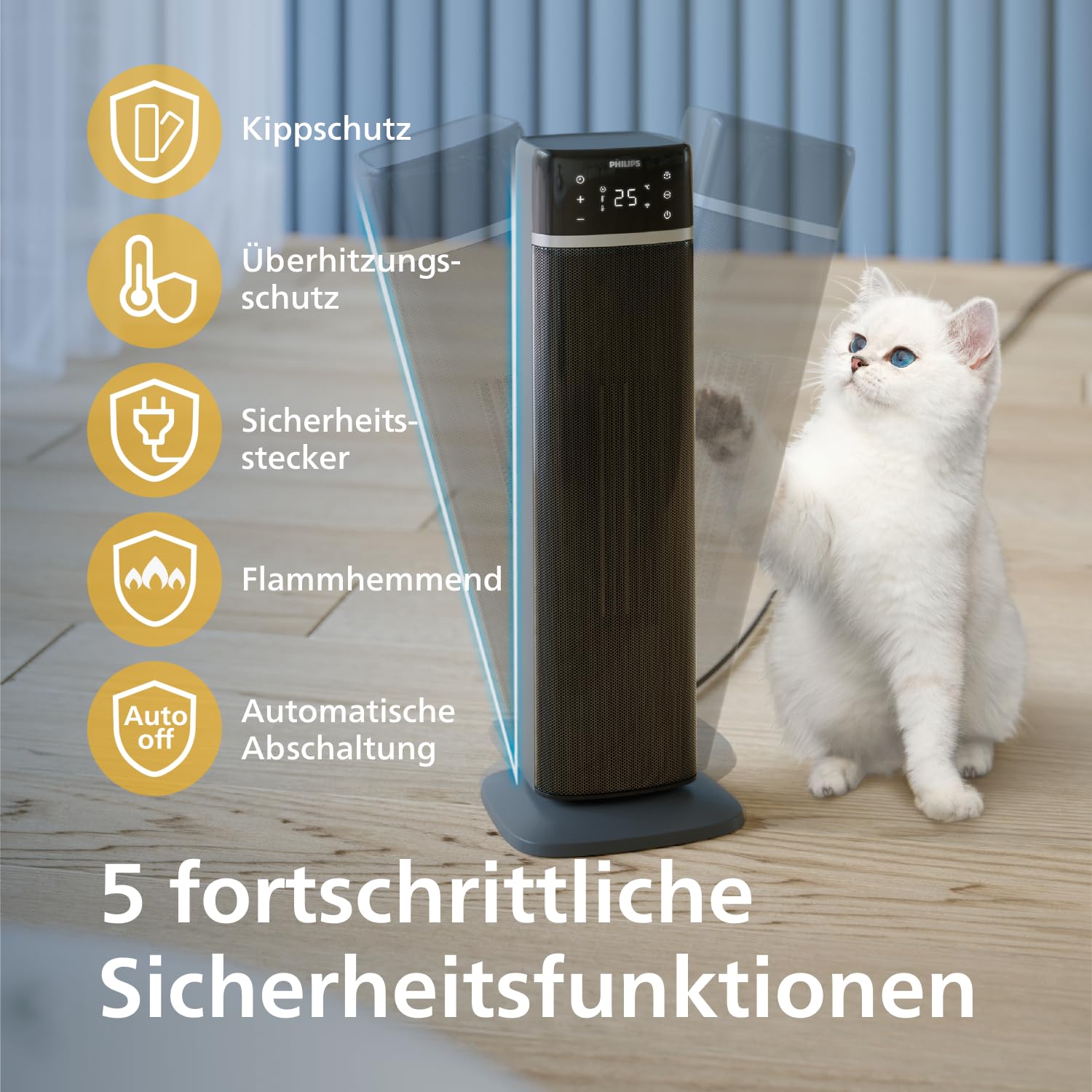 Philips 5000 Turmheizlüfter 2000W App-gesteuert 60° Oszillation schwarz/grau CX5120/11