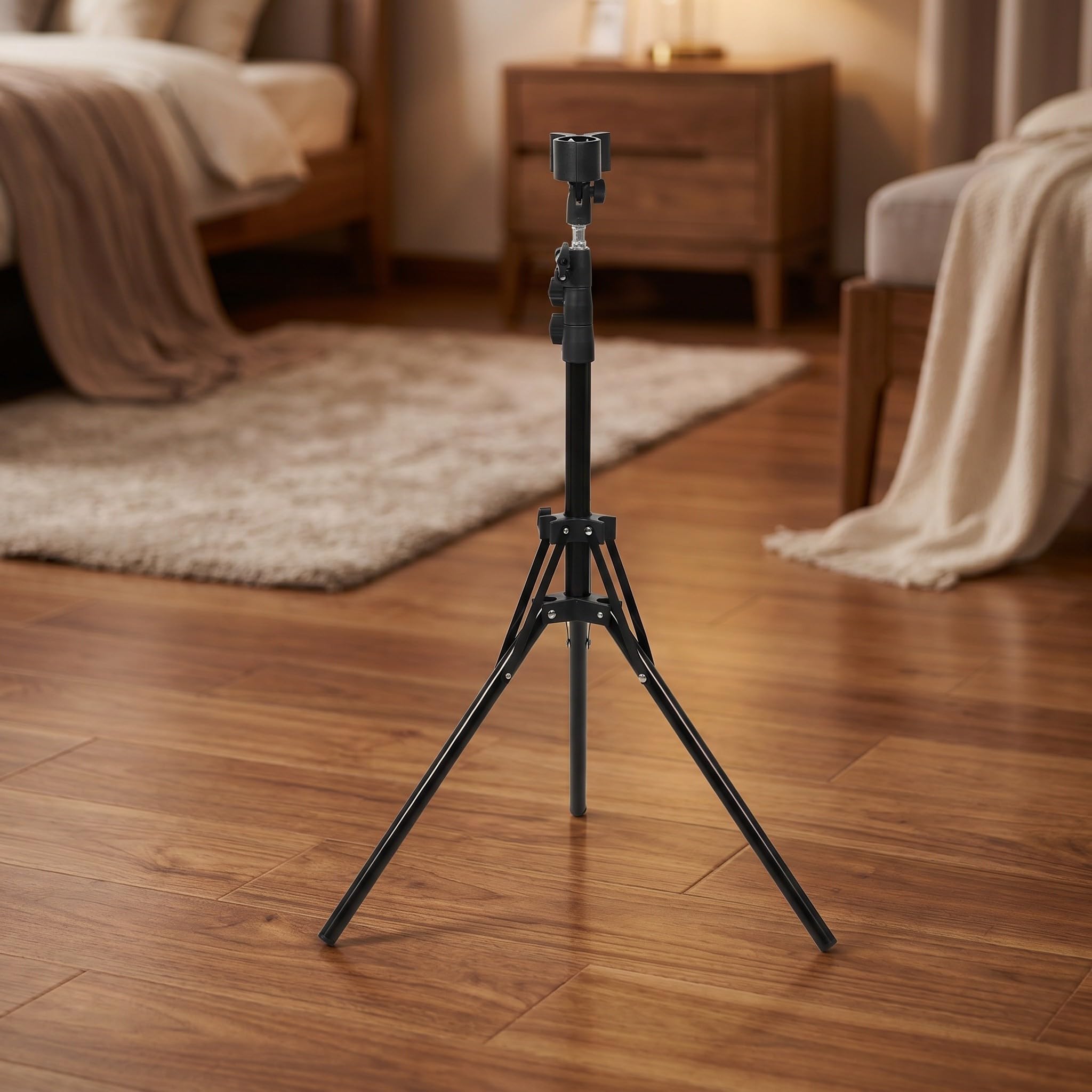 Soporte Ancha Ajustable de Altura Pelo para Secador 360° Giratorio con Clip de Sujeción Base y Almohadilla Antideslizante para Uso en Salón y Hogar