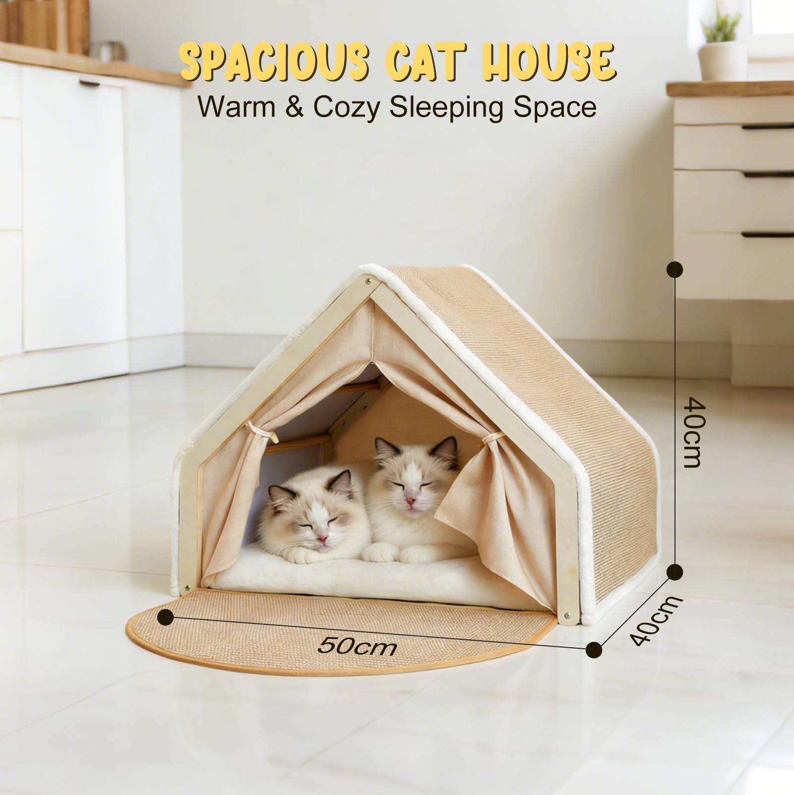 Maison pour Chat 2 en 1 avec Griffoir en Sisal