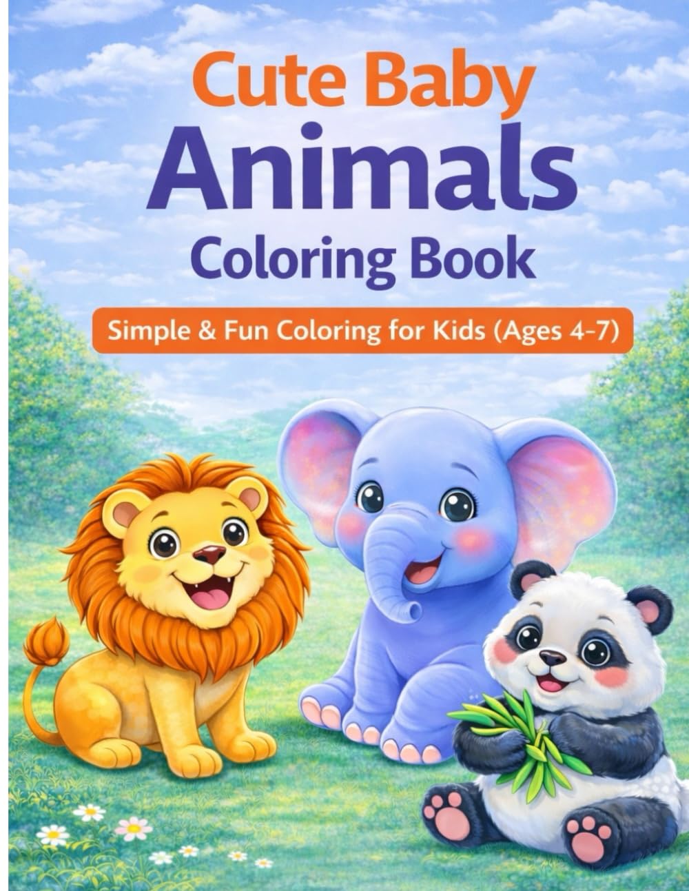 Cute Baby Animals Coloring Book: Simple & Fun Coloring for Kids (Ages 4-7)