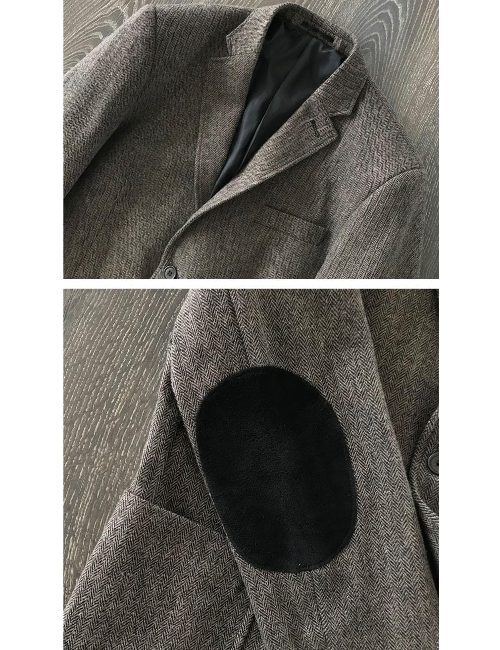 Giacca da uomo marrone con toppa a gomito in tweed blazer sportivo monopetto con risvolto dentellato giacca vintage per gli uomini