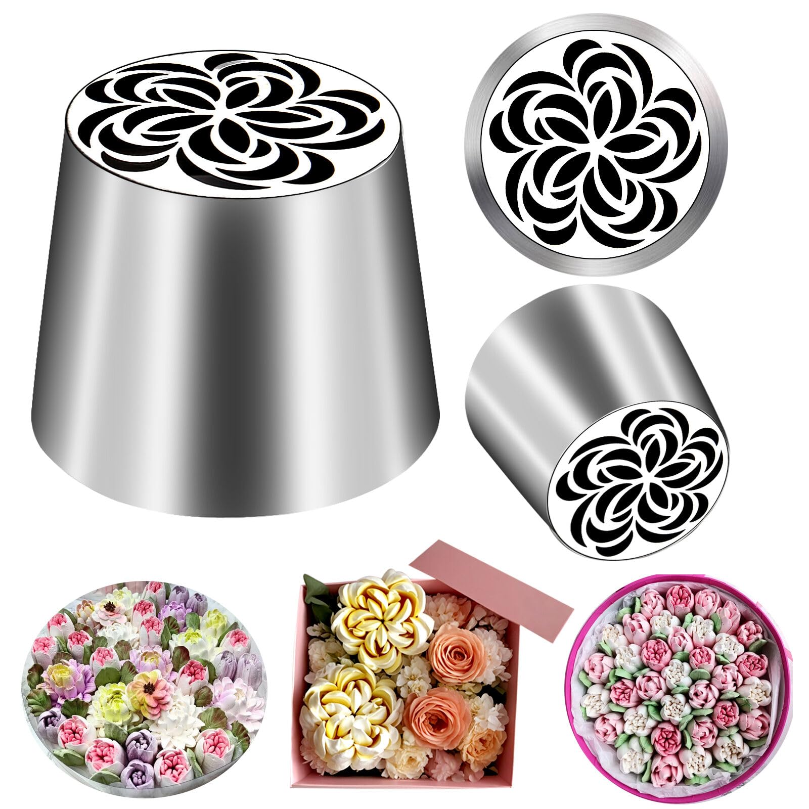FANTEXY Extra Large Russian Piping Tip – Food Grade Stainless Steel Flower Frosting Nozzles for Cake Decorating, Baking Supplies, Buttercream Flowers, Pastries,Dishwasher Safe SL64
