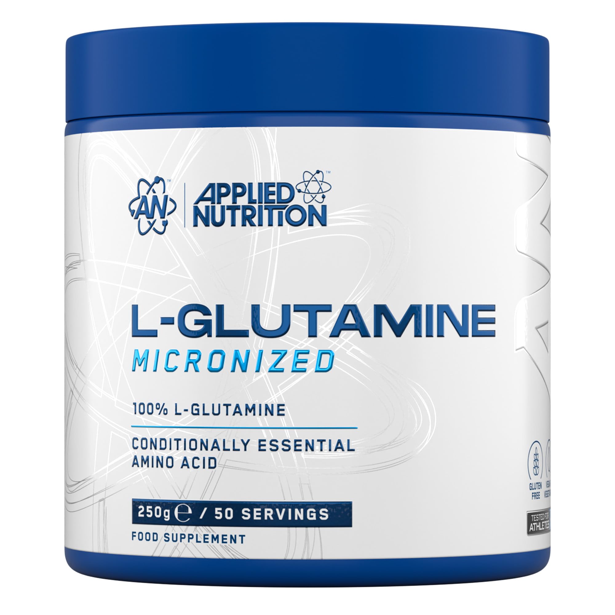 Applied Nutrition L Glutamine Powder - Amino Acid, Muscle Strength & Recovery, Boosts Immune System, Unflavoured (250g - 50 Servings)
