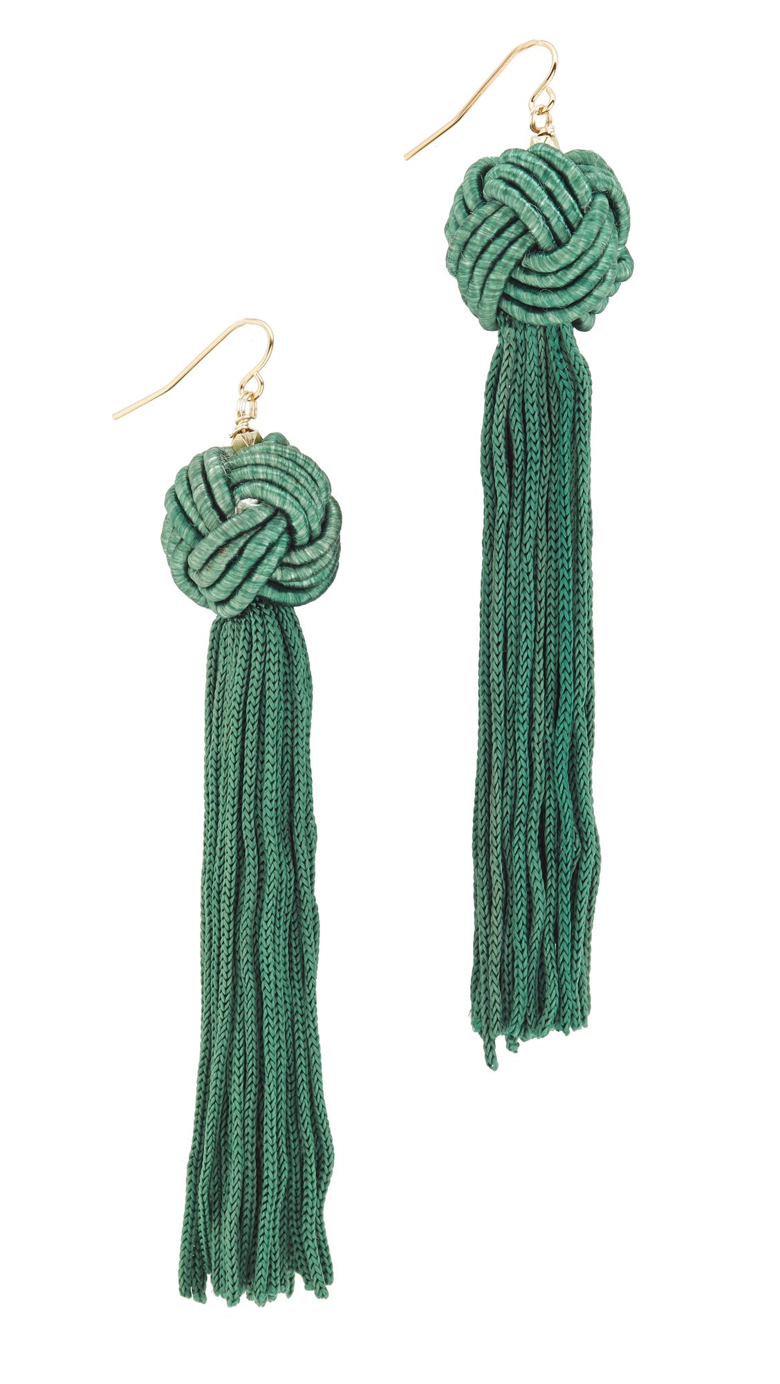 Vanessa Mooney Women's The Astrid Knotted Tassel Earrings, Green, One Size