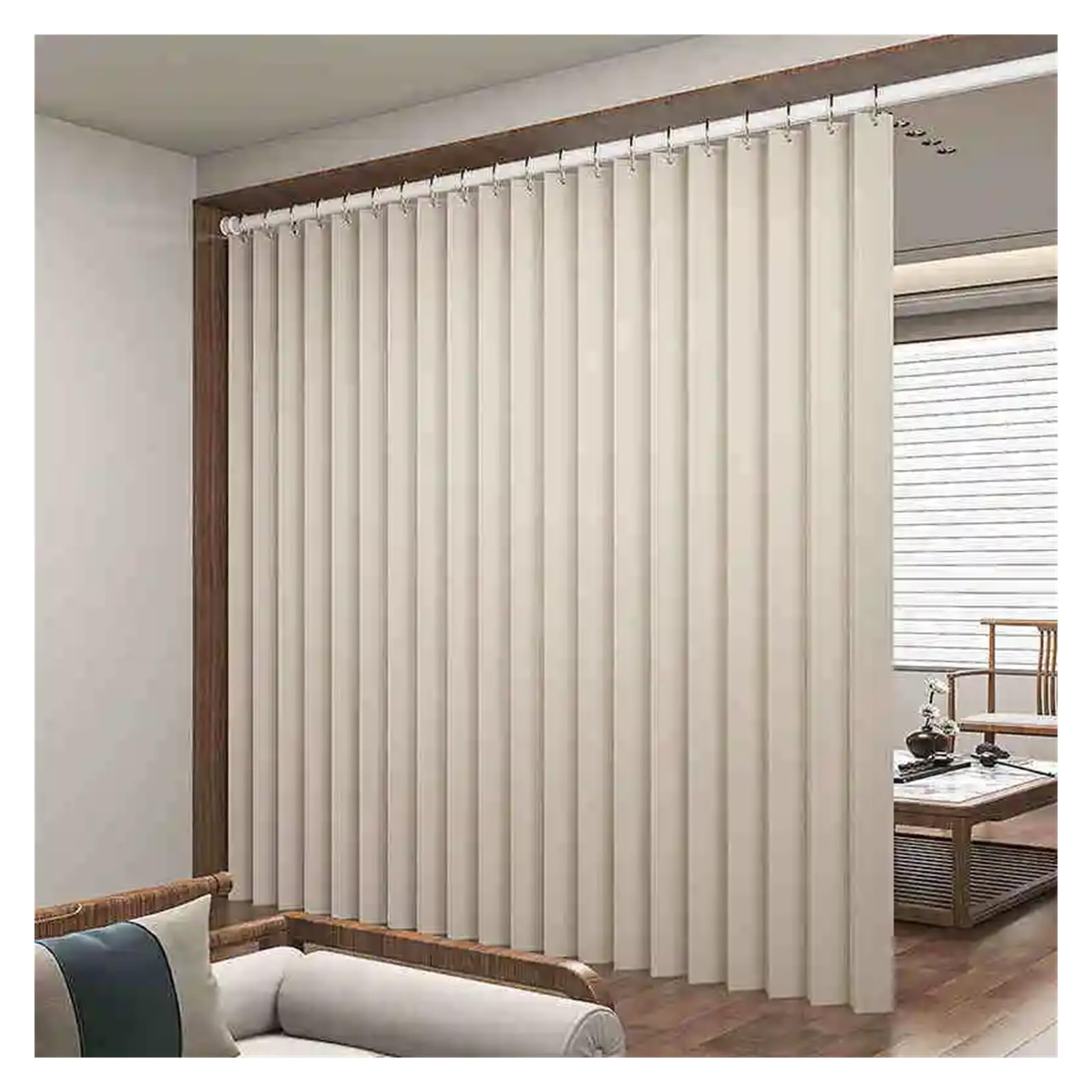 Tende Lino Tende for porte di armadi, plissettate, pieghevoli, magnetiche, fermatende for patio, divisorie for stanze, tende scorrevoli in vetro(Beige,1.4 * 2.45)