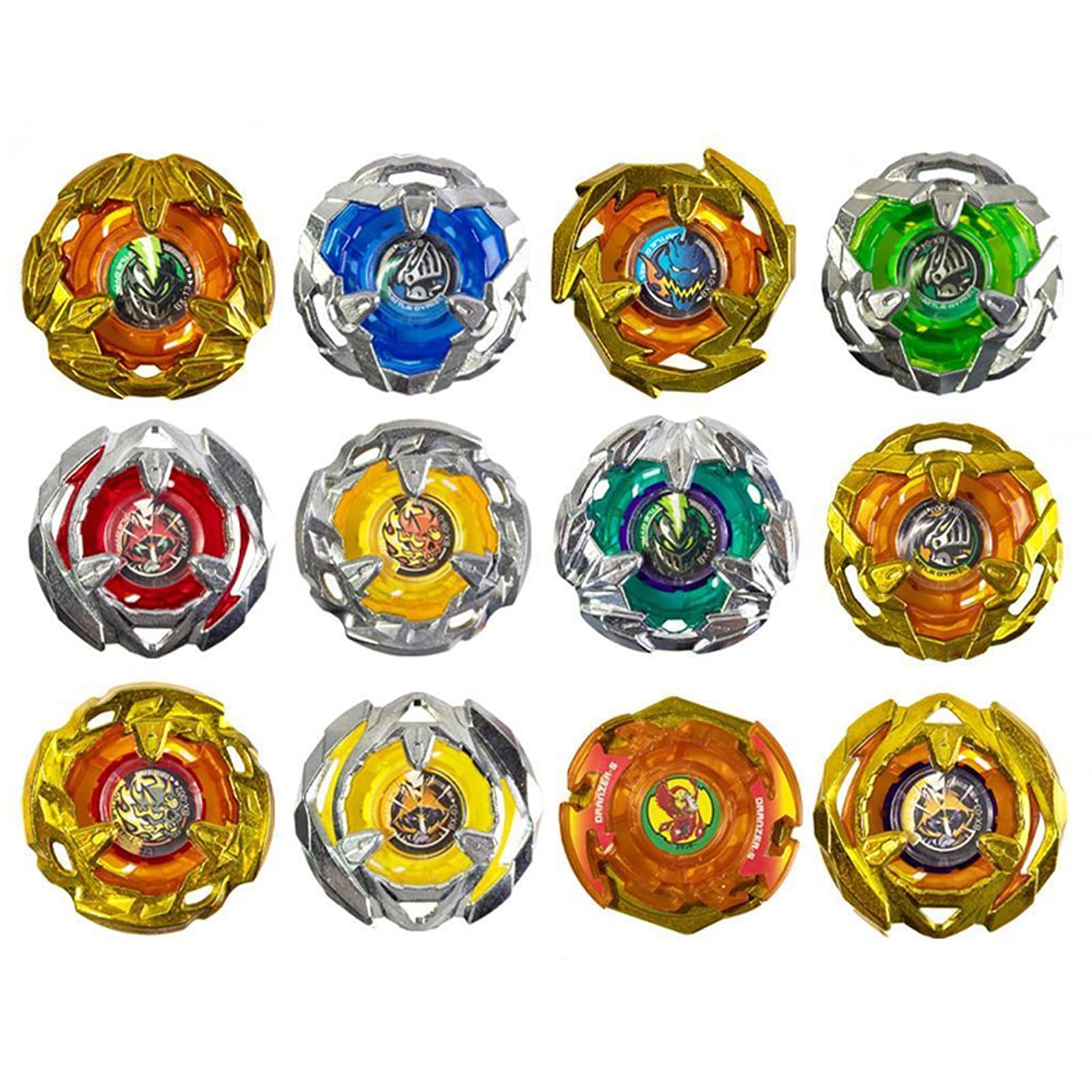 Battling Tops, 12 Kreisel, 3 Werfer, 1 Griff, 3 Mittelringe und 4 Basen, mit Aufbewahrungsbox, Geburtstagsgeschenk，BB