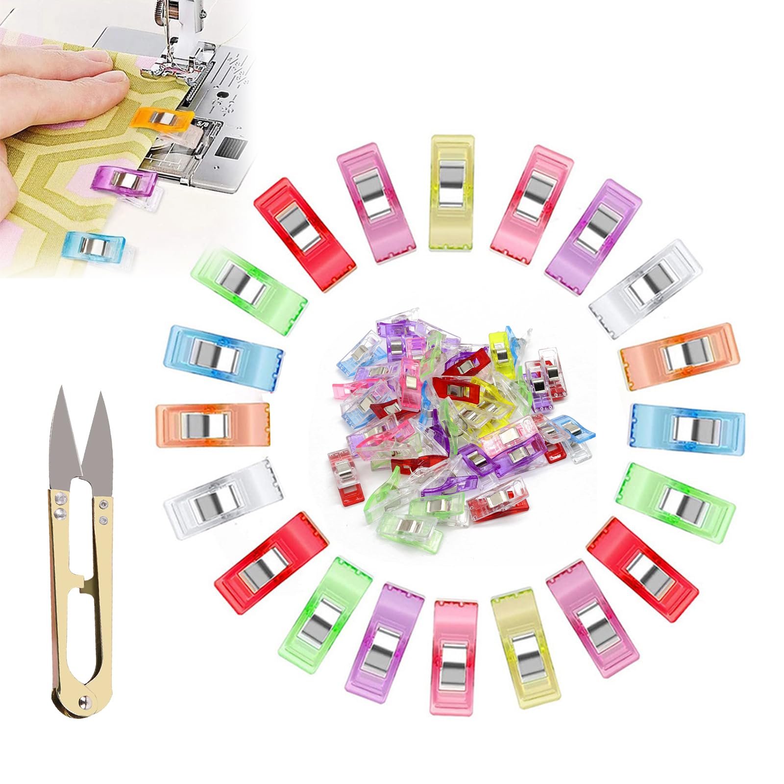 50pcs Pinces à Coudre, Pince pour Couler Clip,Wonder Sewing Fabric Craft Clips,Pince Couture Clip Multifonctionnelles,Clips de Couture Clips Pinces en Plastique,Pinces de Bricolage pour la Couture