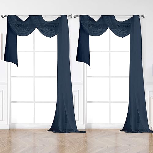 Miniatura 151 de OVZME 2 paneles de cortina traslúcidas para ventana, 96 pulgadas de largo, para dormitorio, diseño de bolsillo superior para cortinero, tratamiento