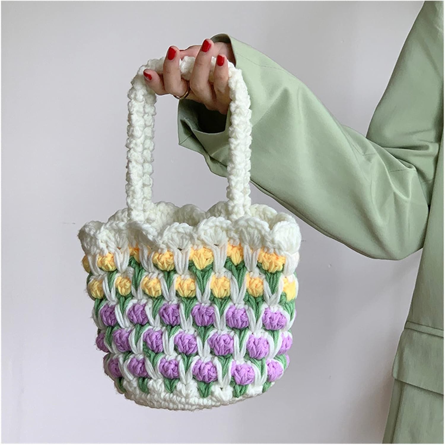 Flower Bag DIY Hand Knitting Bag Wool Crochet Knitting Gift (Color : E, Size : 1)