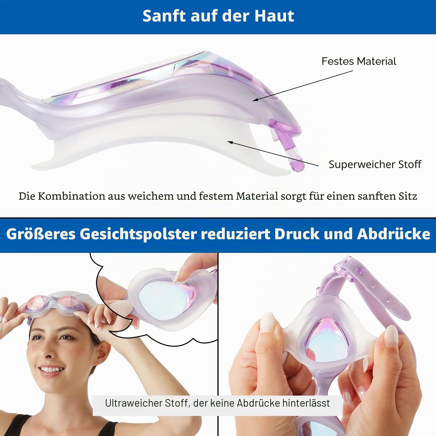 VIEW Swimming Gear V-820ASA Selene Swipe Schwimmbrille, Blau (V-820ASA-BL)