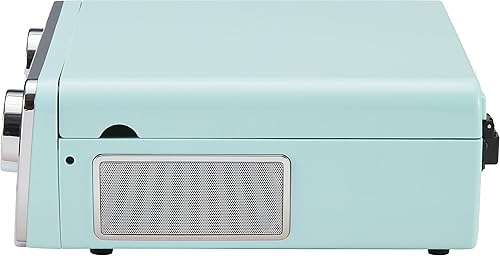 Miniatura 9 de Crosley CR6047A-AB Powel - Reproductor de discos de vinilo Bluetooth 7 en 1 con radio AMFM, reproductor de CD y entrada auxiliar, azul aguamarina