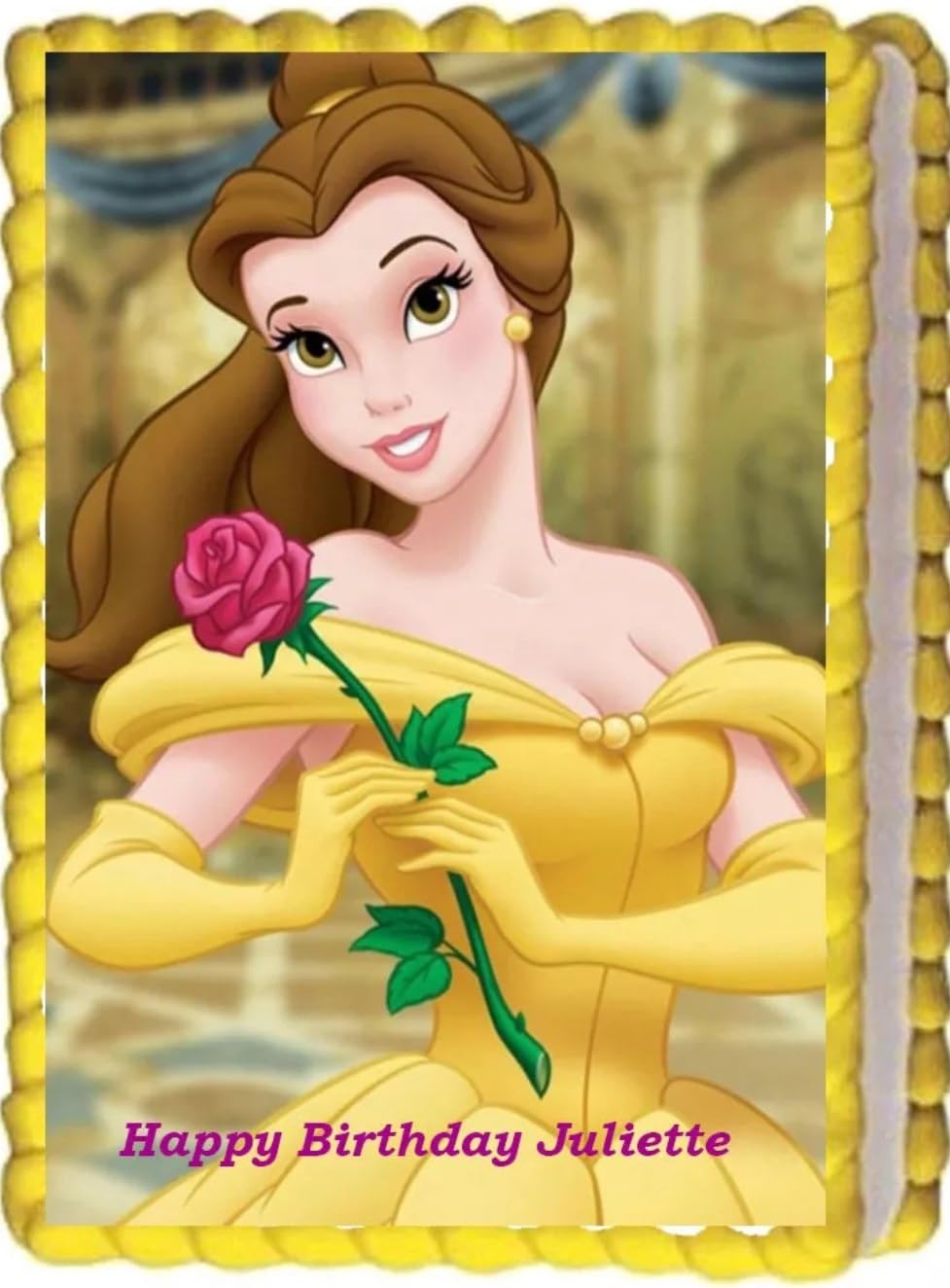 Beauty Princess Beast Party Birthday Belle Edible Cake Image 1/4 sheet