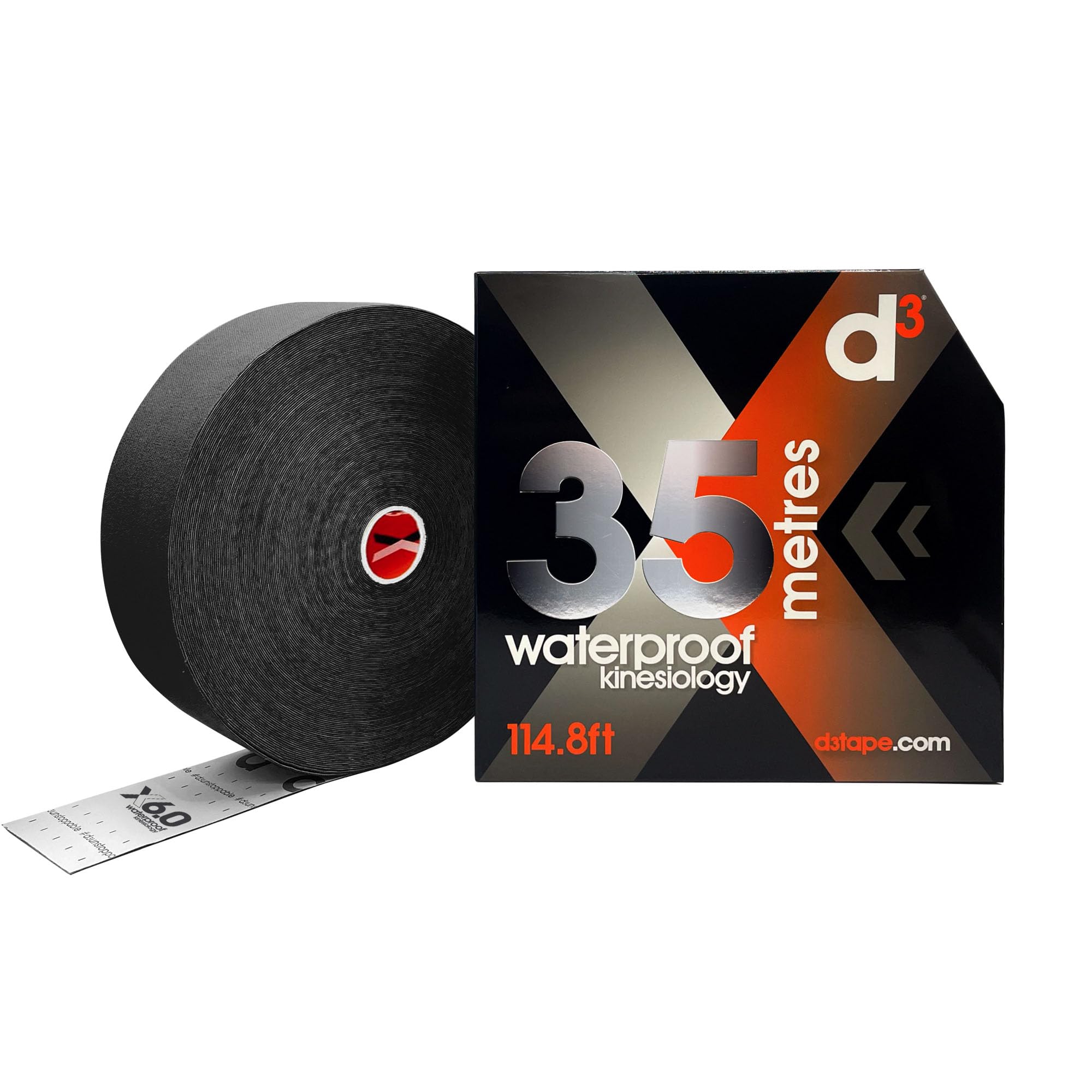 X35 Extra Long Xtreme Waterproof Sweatproof Kinesiology Tape Roll Black - 2in x 115ft Latex-Free Hypoallergenic Joint Muscle