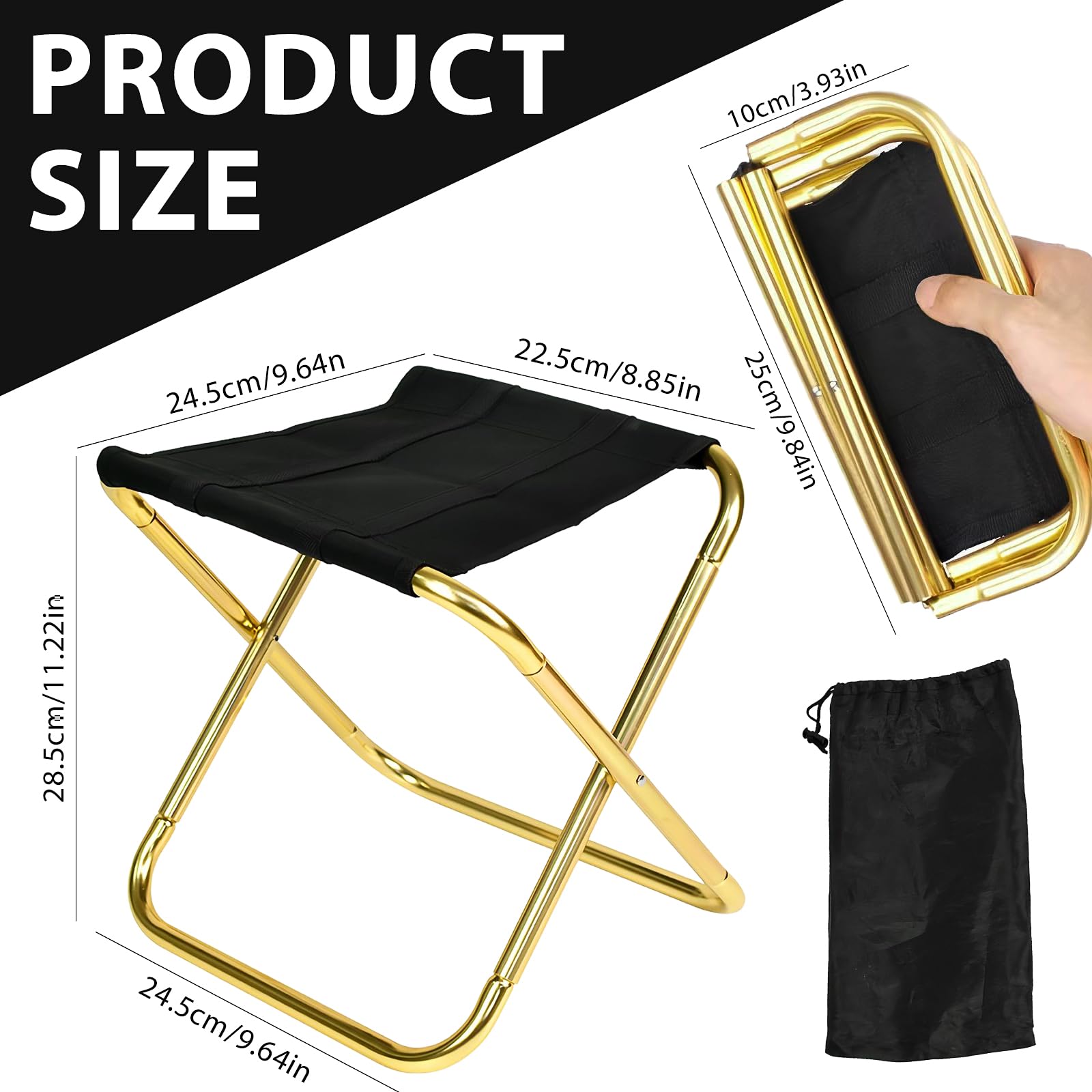 Tabouret Pliant Portable Ultra-léger - Support 100 Kg, Tissu Oxford, Idéal Camping, Pêche, Jardin, Plage, Barbecue - 11