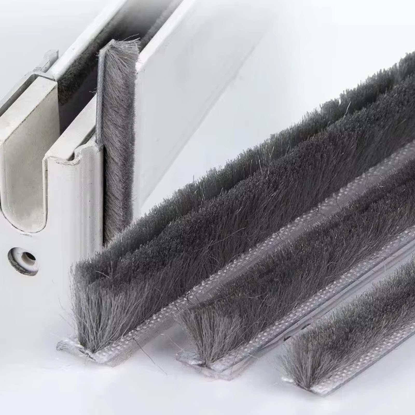 5m (16feet) Brush Weather Striping Card-Slot Seal Strip Pile Weatherstrip Door Sweep Brush for Door Window (5mm x 12mm (3/16" 1/2"), Gray)-image-0