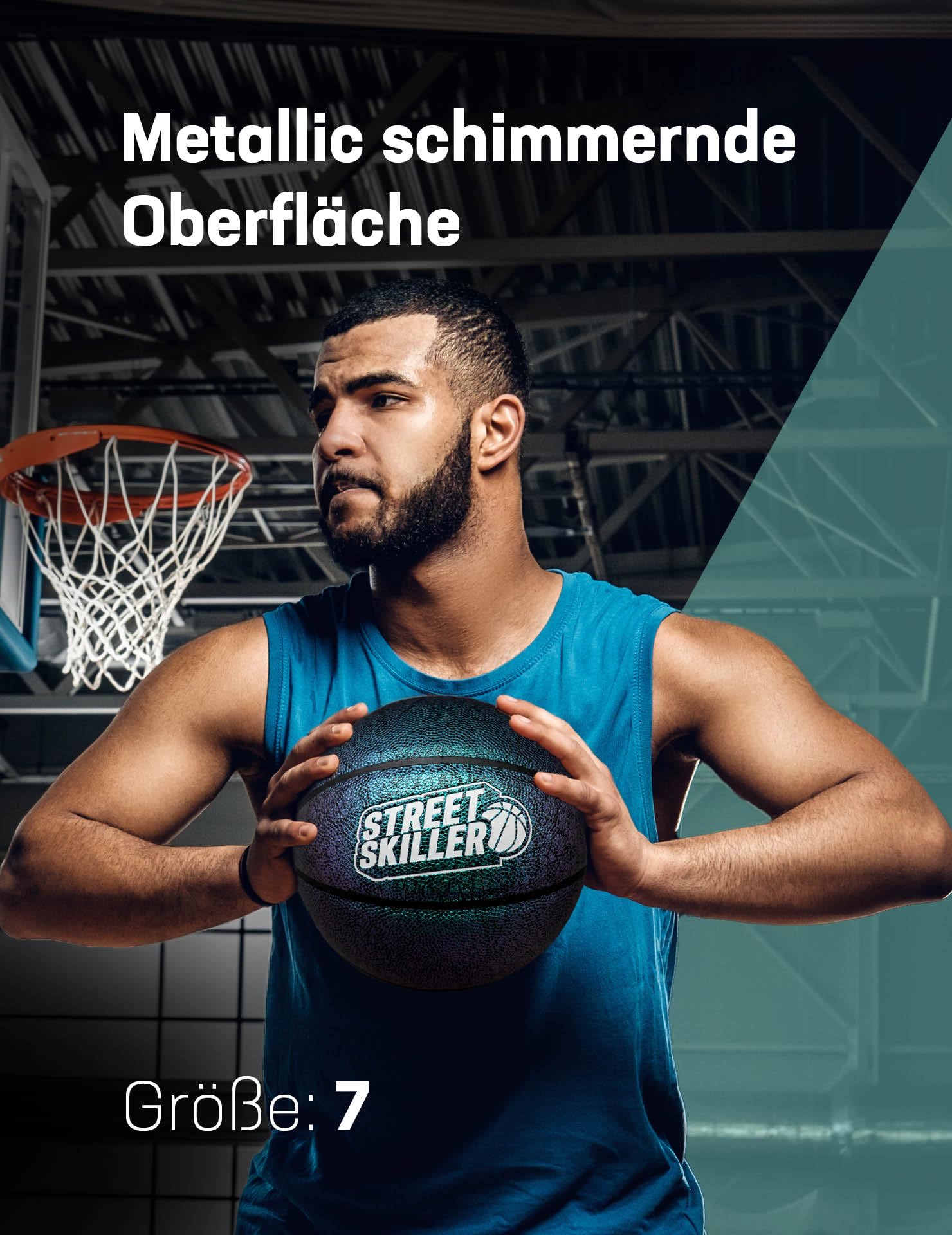 STREET SKILLER Uranus koszykówka Dribbling, oficjalny rozmiar 7, do gier wewnątrz i na zewnątrz (fioletowa)