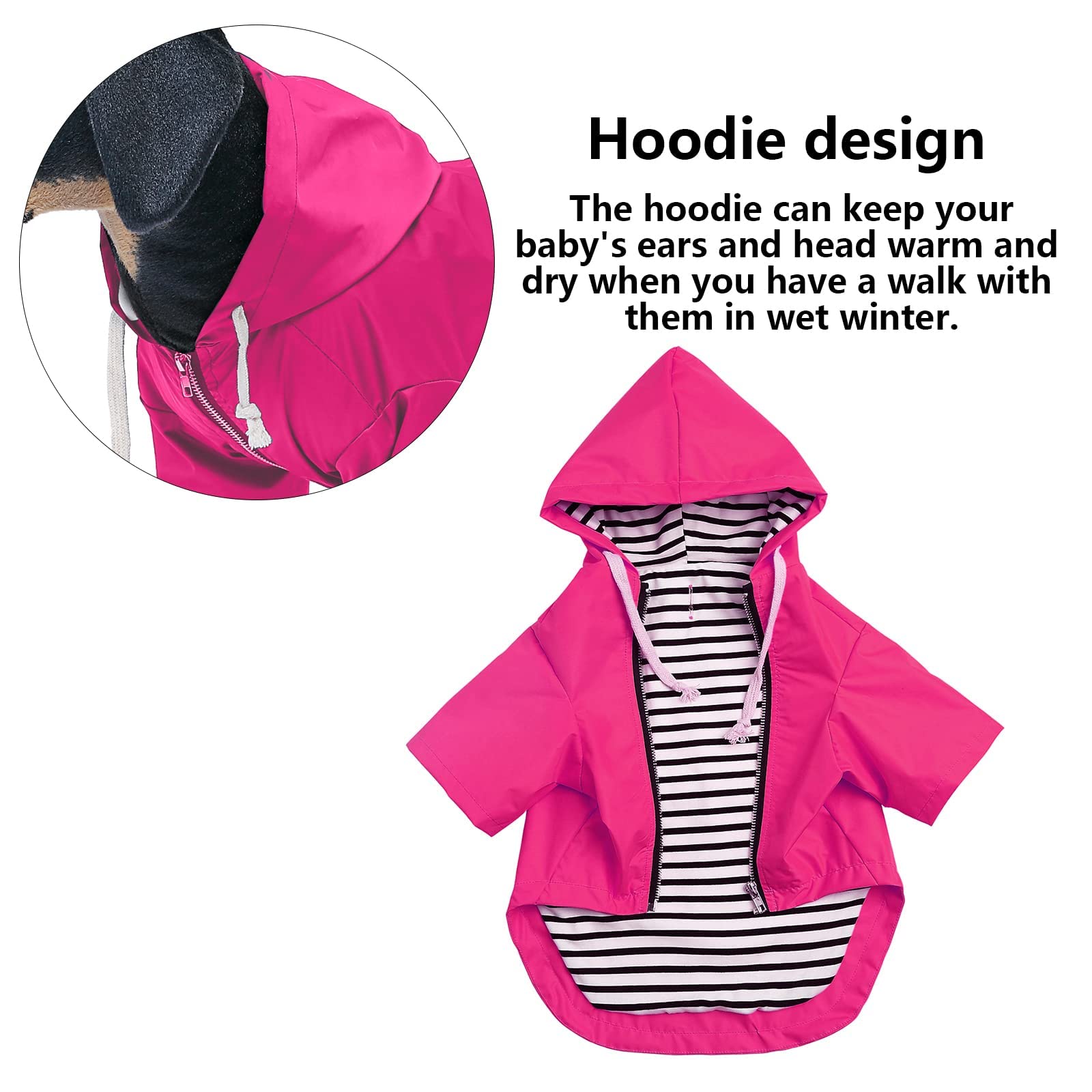 CJCSM Impermeabile per Cani con Cappuccio, Impermeabile/Pioggia, Coulisse Regolabile, Design Tascabile, Elegante Impermeabile per Cani di Alta qualità (Pink Medium(Bust: 62CM))