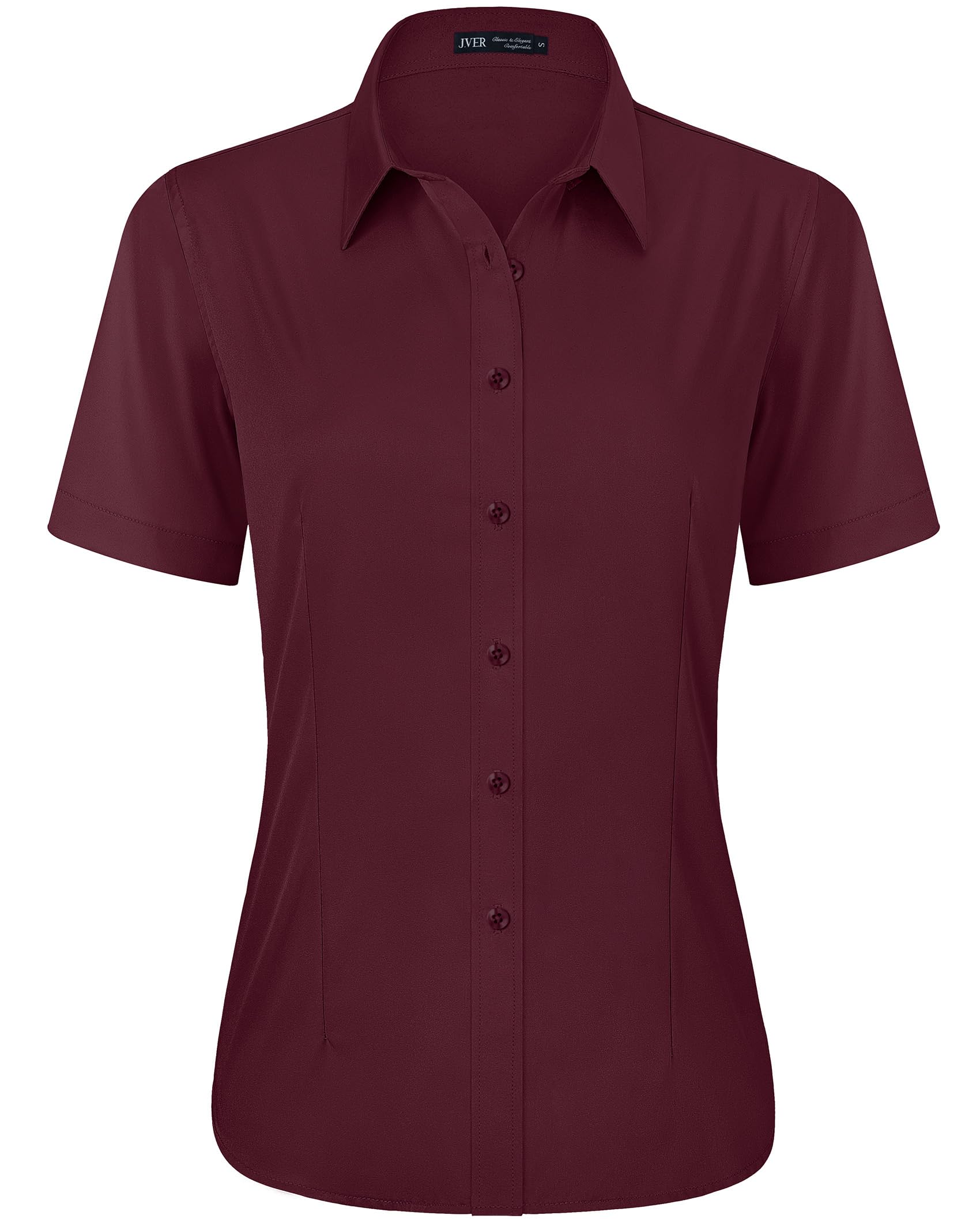J.VER Bluse Damen Kurzarm Casual Businessbluse Regular Fit Knitterfrei Bügelleicht Sommershirts mit Knopleiste Freizeithemd Tops