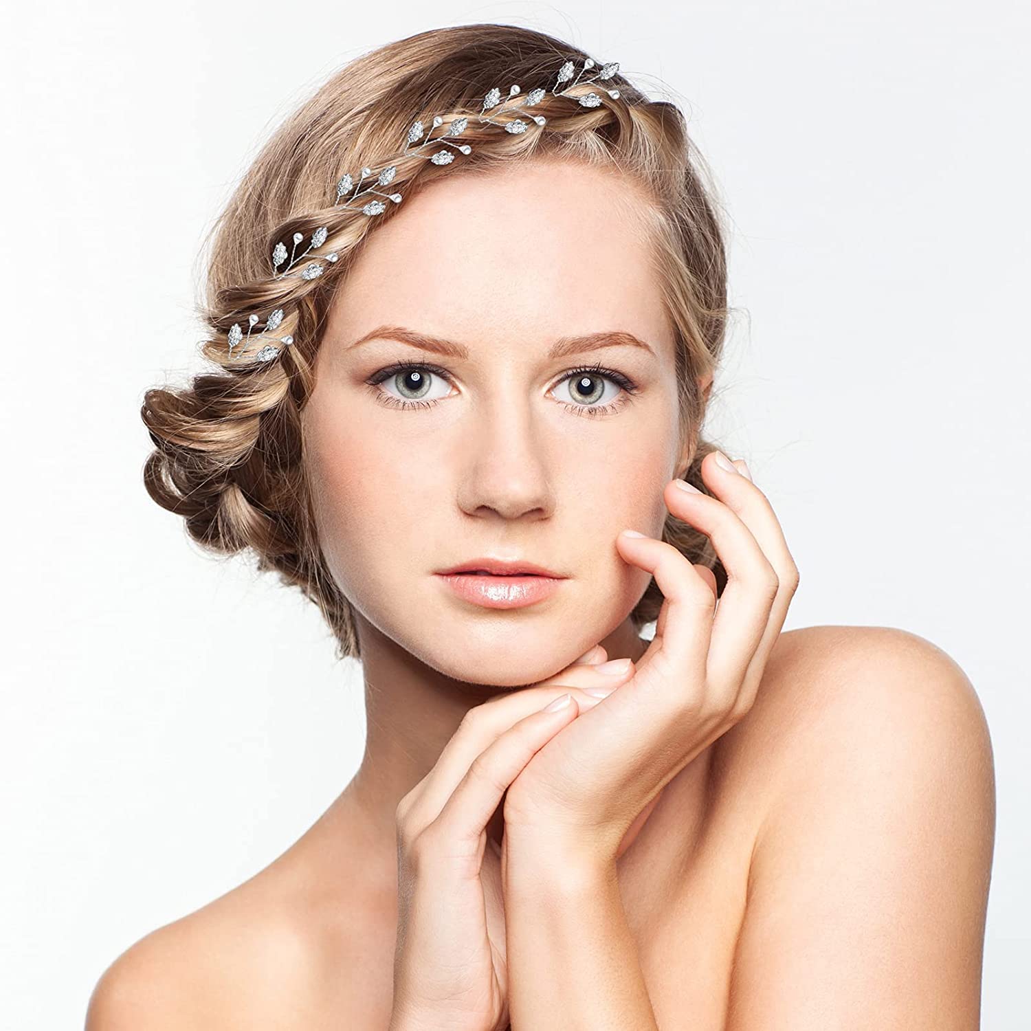8PCS Bridal Hair Accessories, Wedding Hair Accessories for Women Pearl Hair Pins, Silver Hair Clips, Sparkly Hair Clips - Image 3