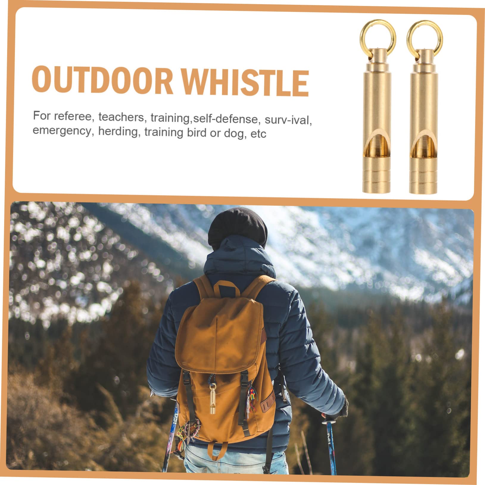 Yardwe 6pcs Brass Whistle Keychain Retro Survival Whistle for Referees and Emergencies Outdoor Warning for Hiking Gym and Training Activities