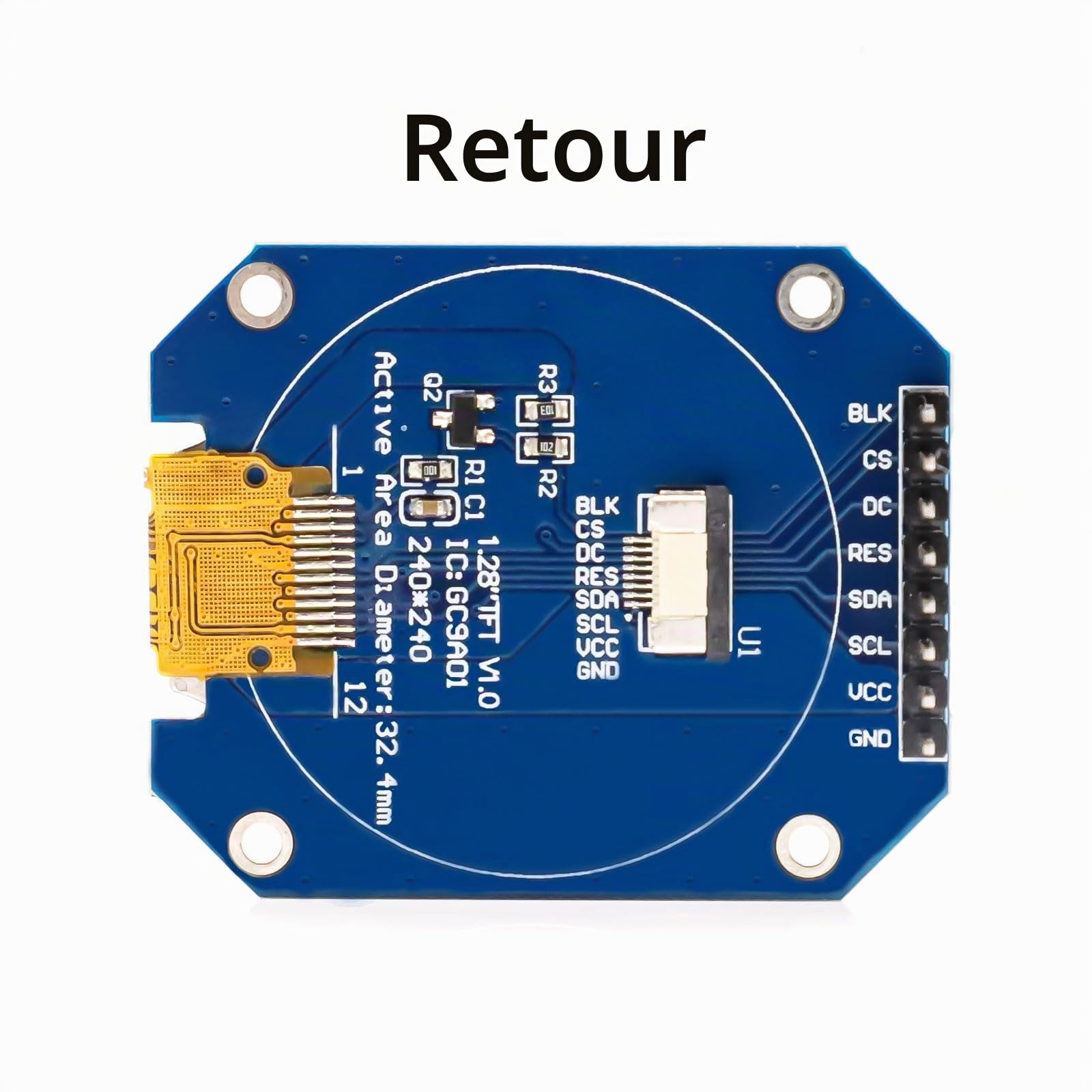 ARCELI 5Pcs GC9A01 Ecran TFT Rond de 1,28 Pouces avec résolution 240 x 240 et Interface SPI pour Arduino, Module d'affichage LCD DC 3,3 V pour appareils d'affichage