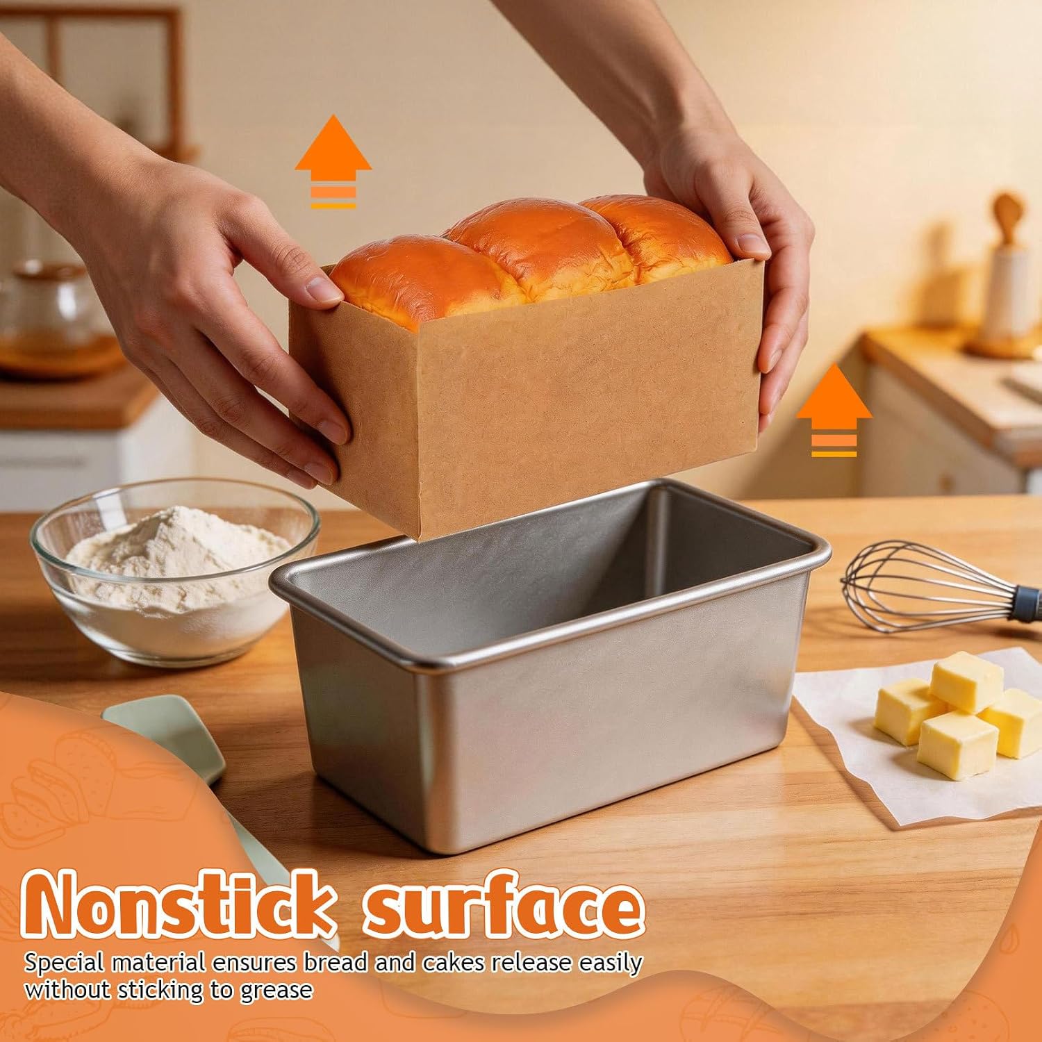 iplusmile 50pcs Loaf Pan Liners - Disposable Nonstick Parchment Paper Bread Baking Liners - Precut Unbleached Paper for Loaf Cakes Brownies - Oven Safe for Home Commercial Use