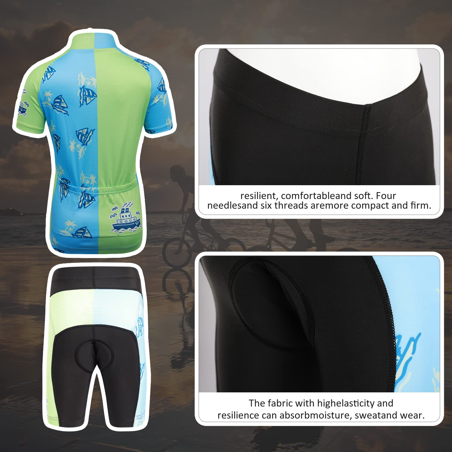 Garçon Fille Maillot de Cyclisme Unisexe Vestes de Cyclisme à Manches Courtes Short de Cyclisme Respirant Combinaison de Cyclisme