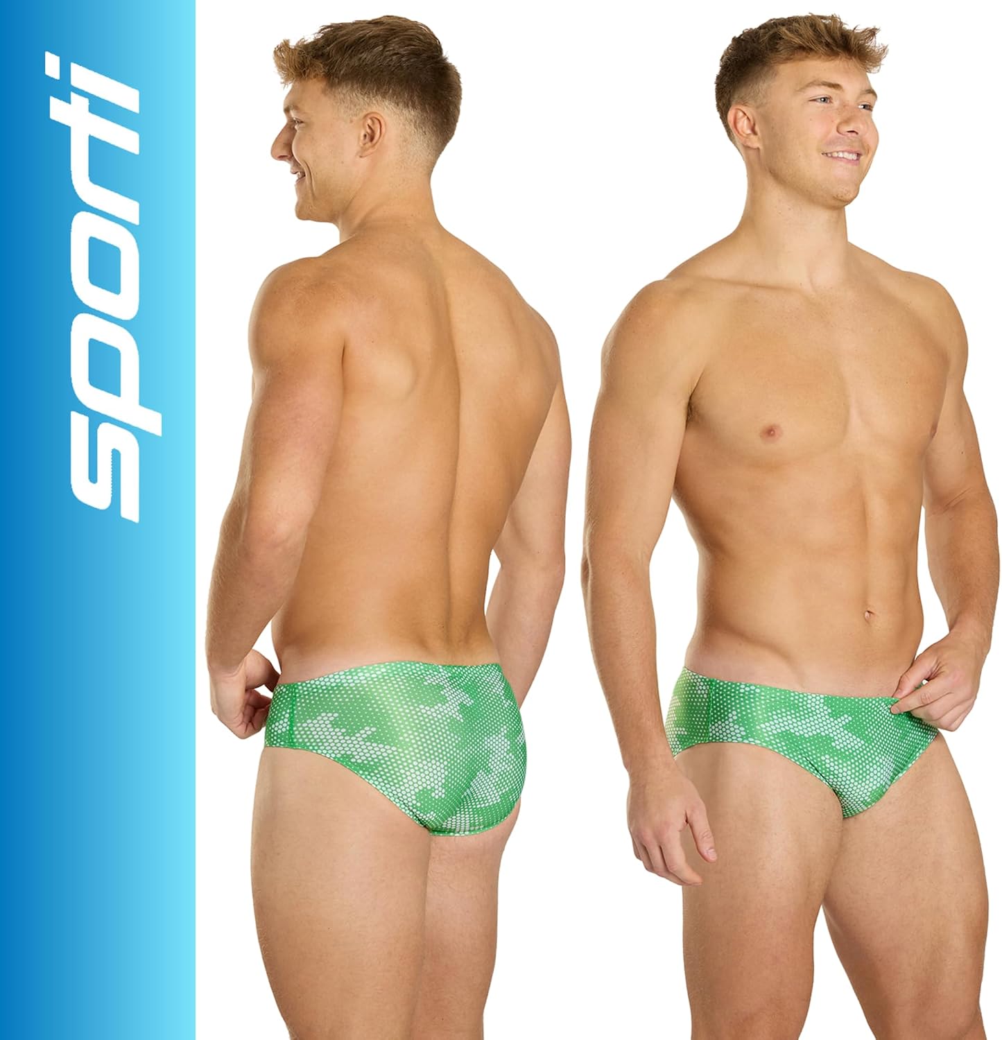 Sporti Men's Swim Briefs with Hydrolast Tech - Bathing Suit for Swimmer - Men's Athletic Swimwear Briefs for Lap Swimming