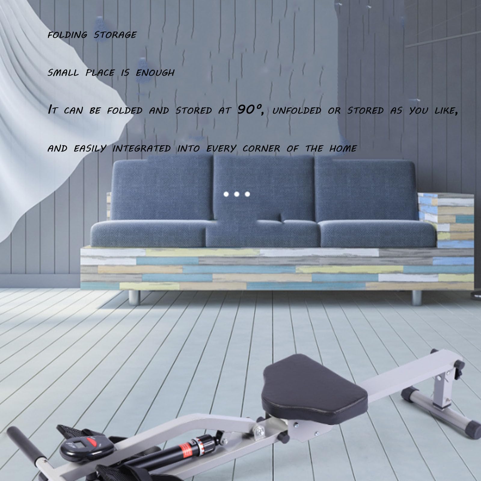Składany Wioślarz Hydrauliczny Z Oporem, Wioślarz Hydrauliczny Do Użytku Domowego, Sprzęt Do Ćwiczeń W Pomieszczeniach, Sprzęt Fitness, Nośność 120 Kg