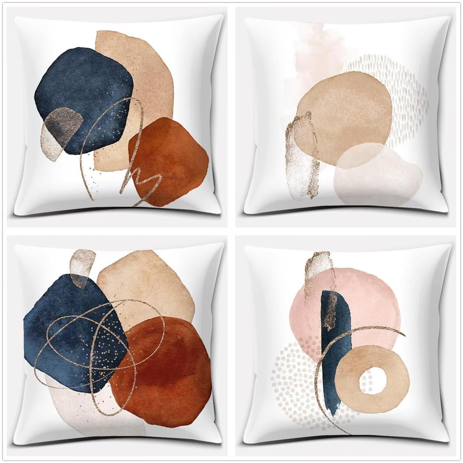 Federe Cuscini Divano 60x60cm Set di 4 Cuscini per Divano in Morbido Cuscini Esterno Quadrato Doppio Lato Estate Impermeabili Astratto Cuscini Decorativi,per Divano Soggiorno Arancione bruciato OW2963