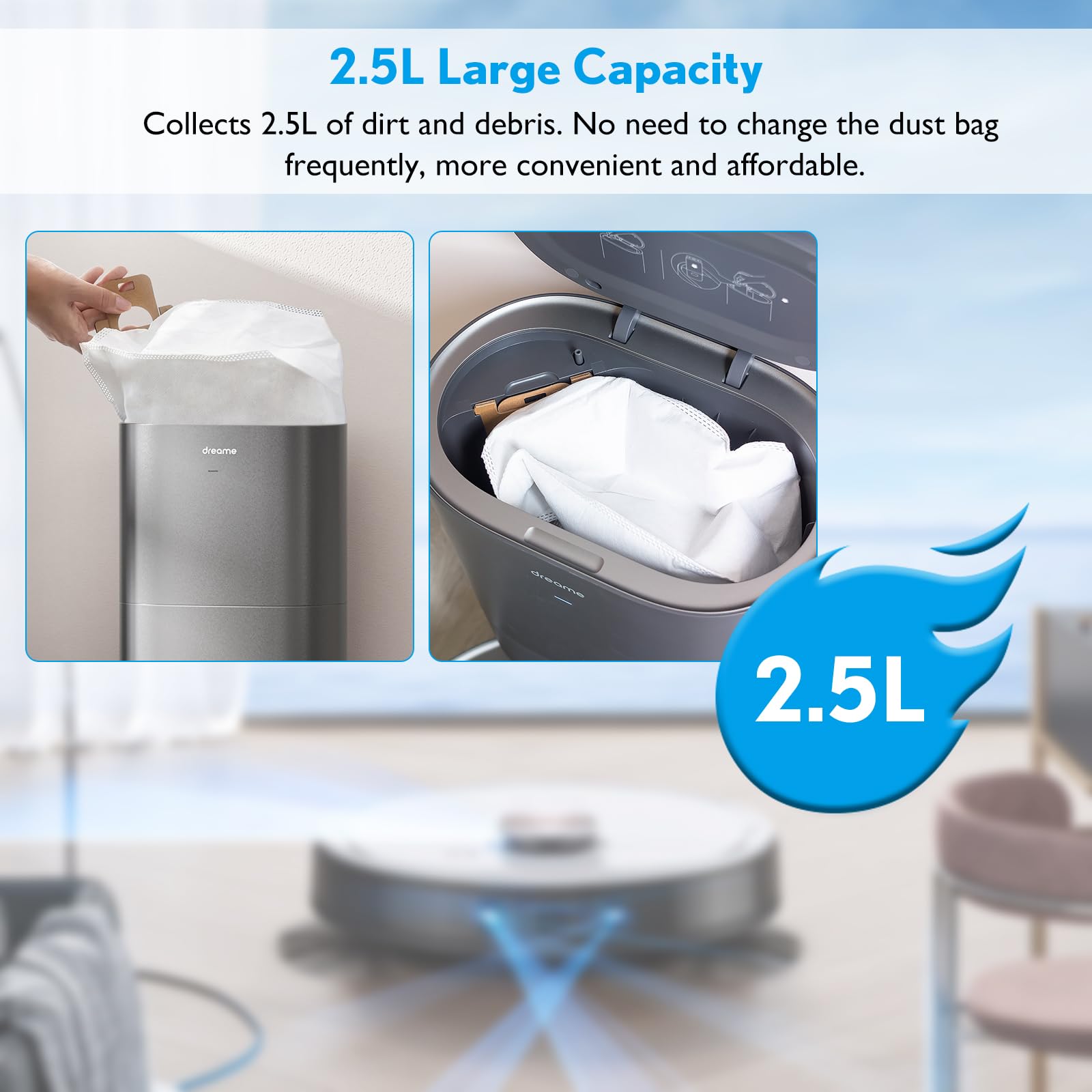 Roboter-Deals Sacchetti Per Aspirapolvere Dreame D10 Plus E D10s Plus – Confezione Da 2 Pezzi Con Stazione Di Aspirazione