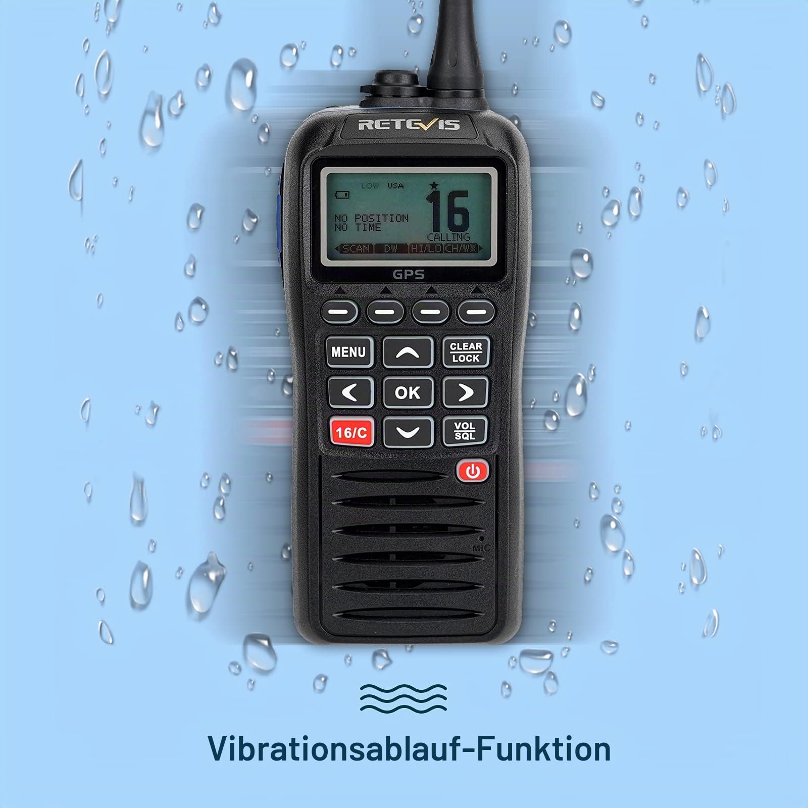 Retevis RM40 Marine Radio, IP67 Wasserdichtes Seefunkgerät mit DSC, GPS